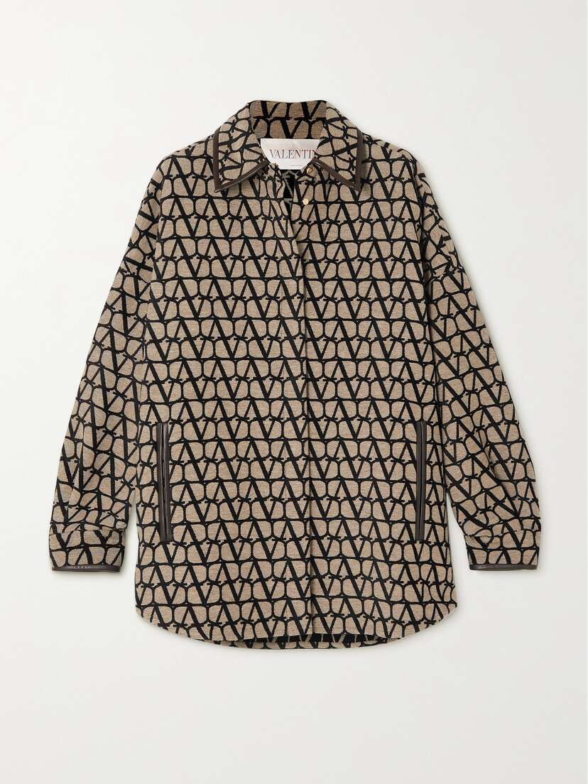 Valentino Garavani Oversized Leather-trimmed Jacquard Jacket