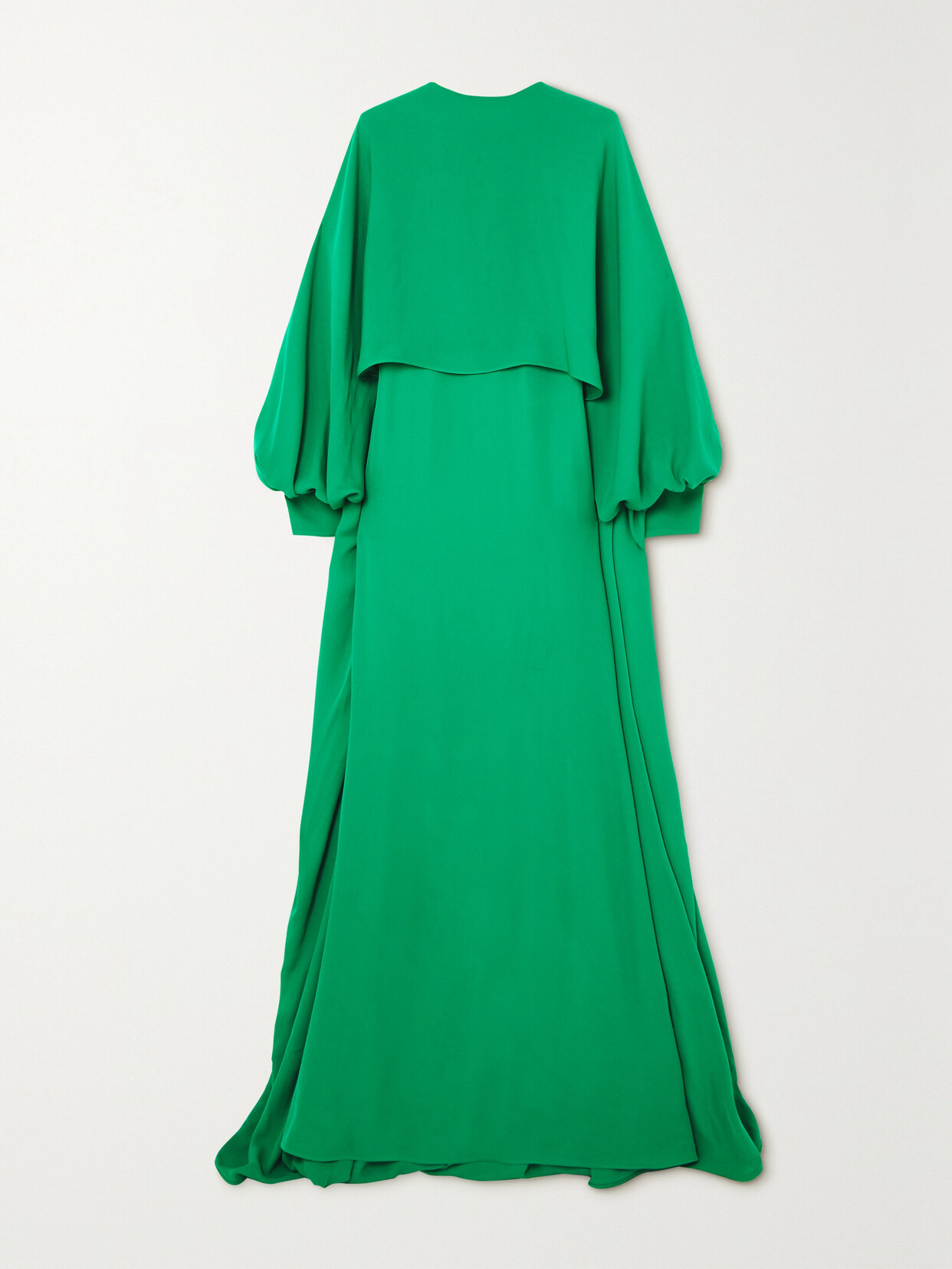 Valentino Cape-effect Silk Crepe De Chine Gown In Green