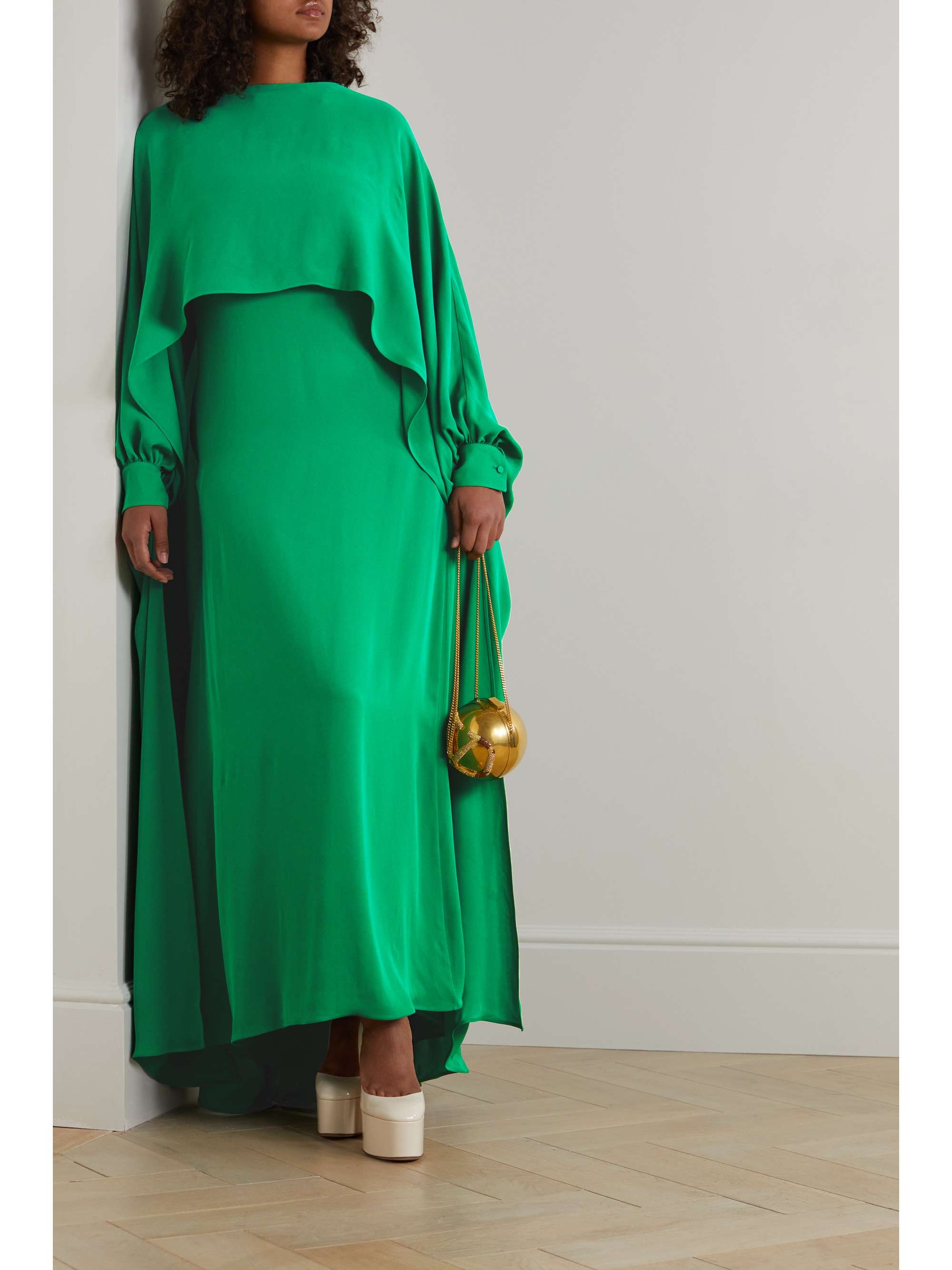 VALENTINO GARAVANI Cape-effect silk crepe de chine gown | NET-A-PORTER