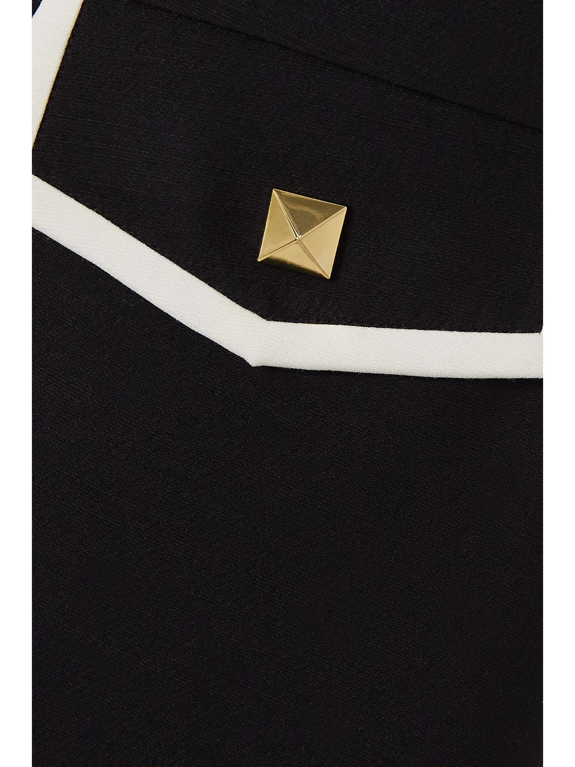 VALENTINO GARAVANI Embellished piped wool and silk-blend knitted dress
