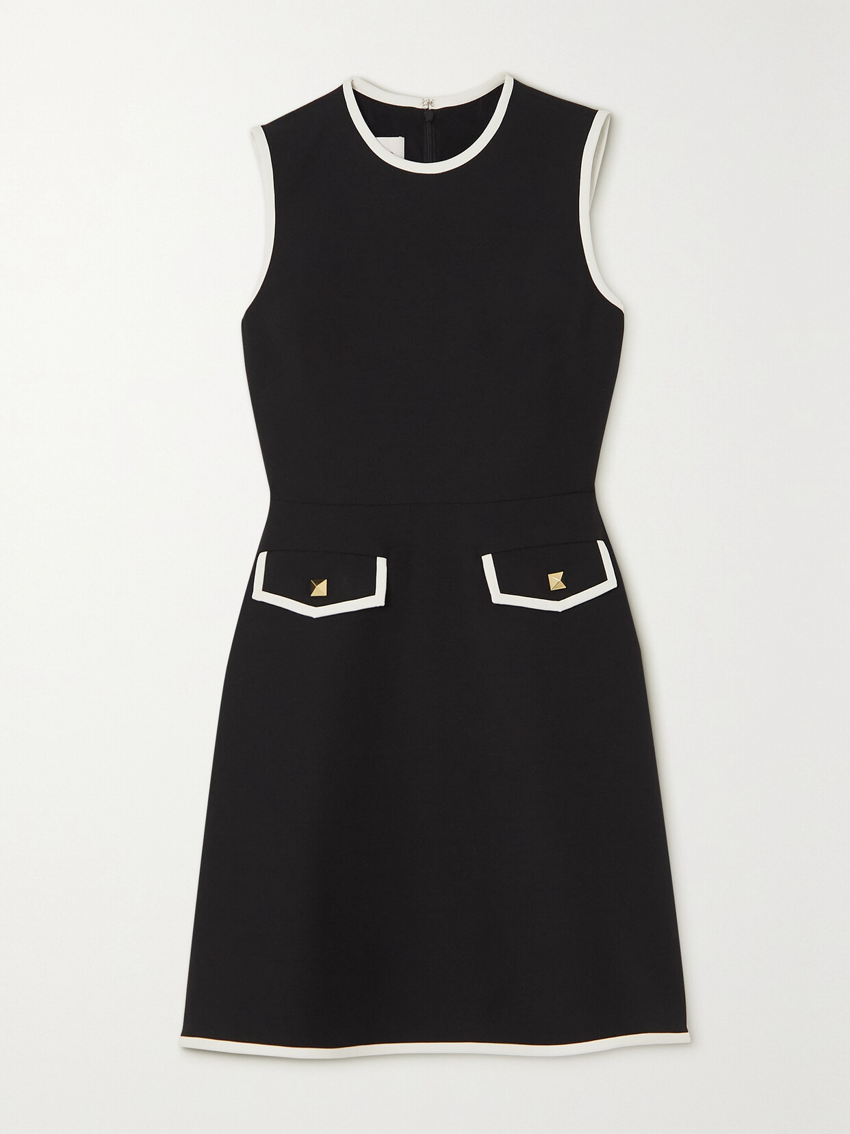 Valentino - Embellished Piped Wool And Silk-blend Knitted Dress - Black