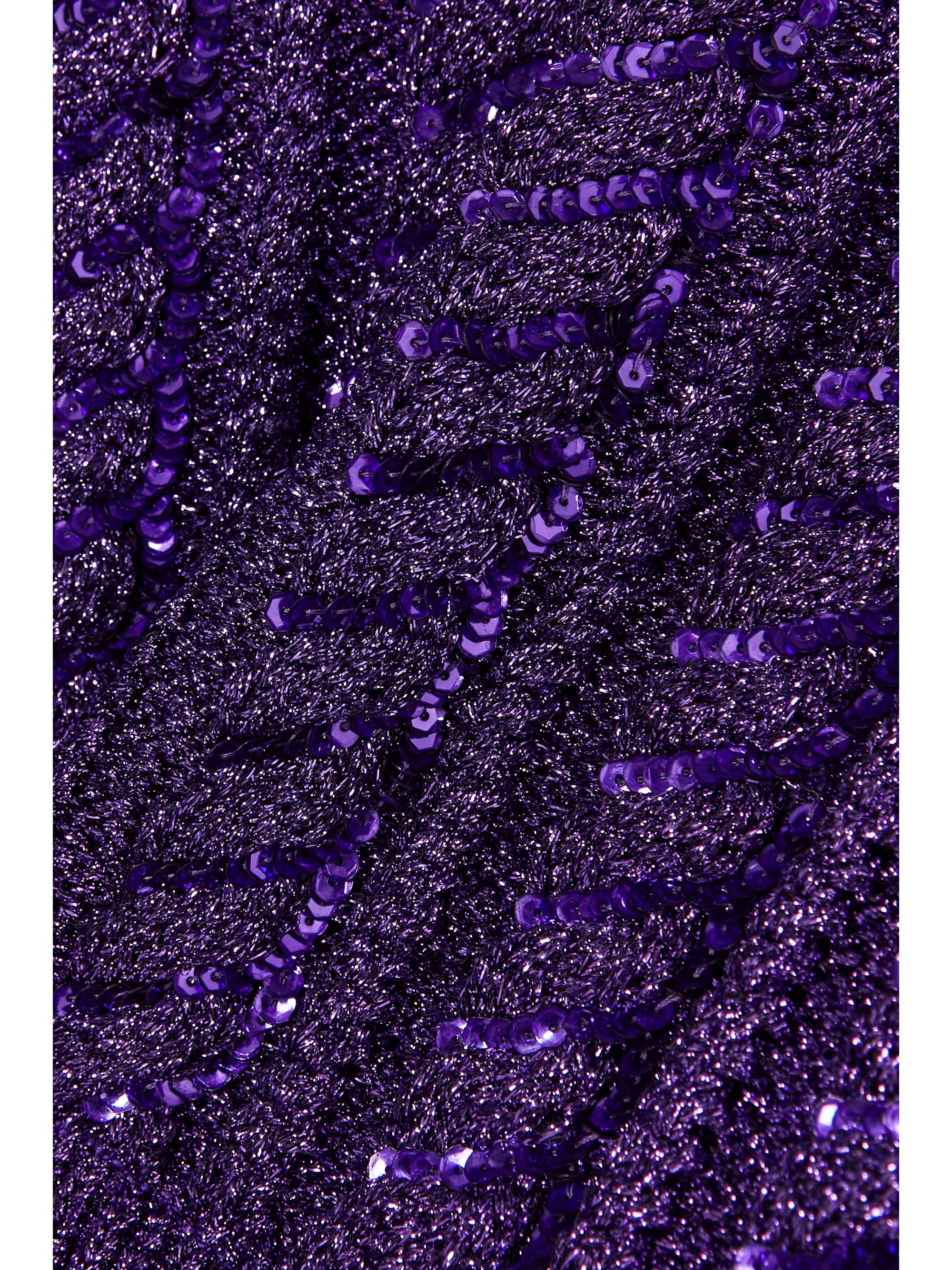 VALENTINO Off-the-shoulder sequined metallic knitted sweater