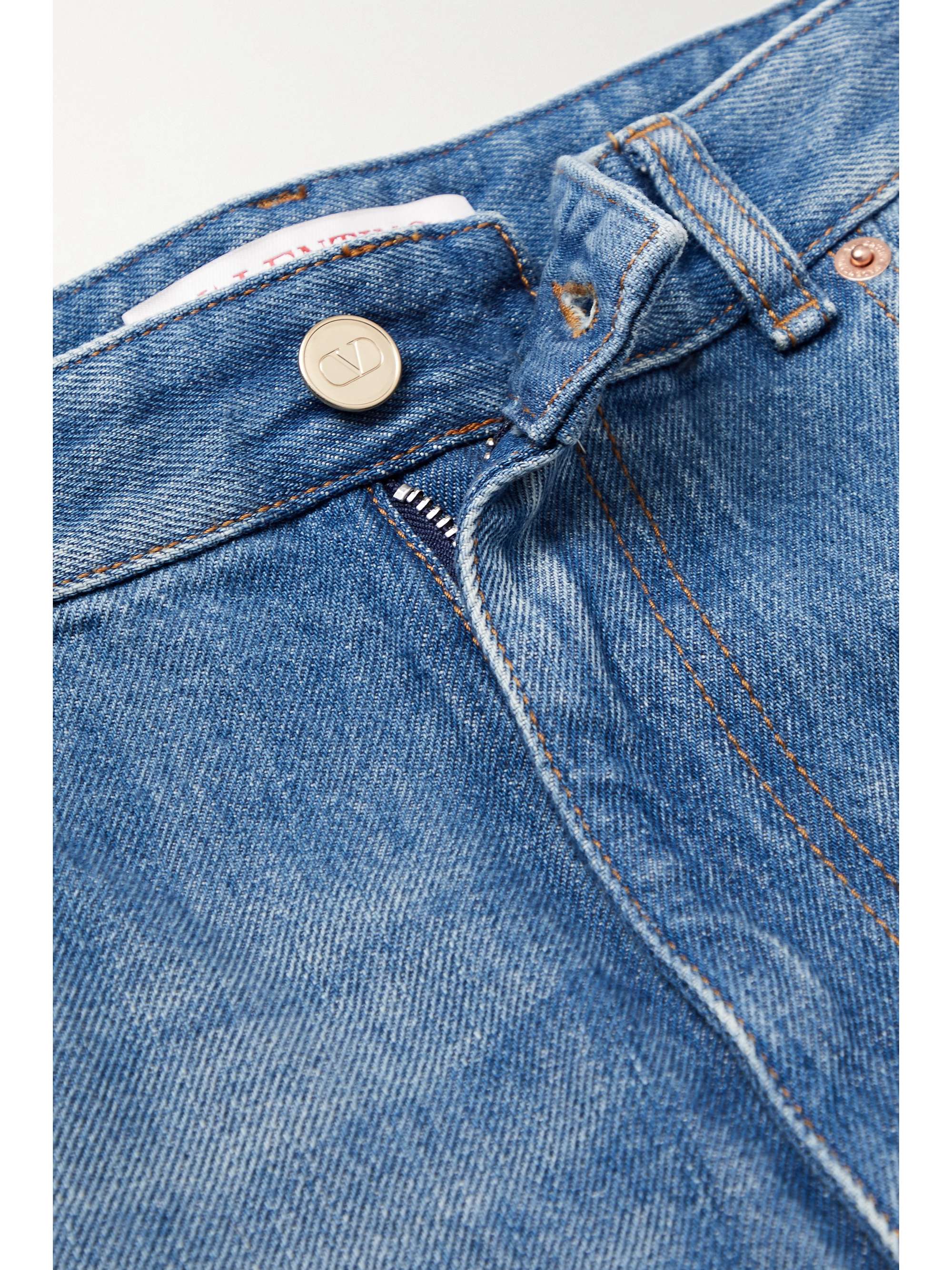 VALENTINO GARAVANI Chain-embellished cropped high-rise wide-leg jeans