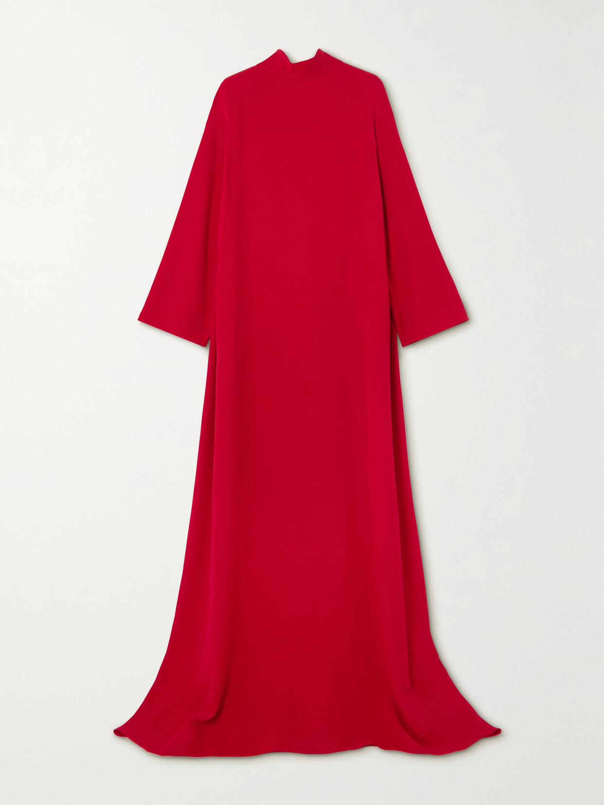 Valentino High-neck Back-bow Silk-cady Gown In Red