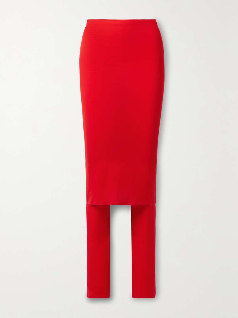 Alaïa Layered Stretch-jersey Slim-leg Pants