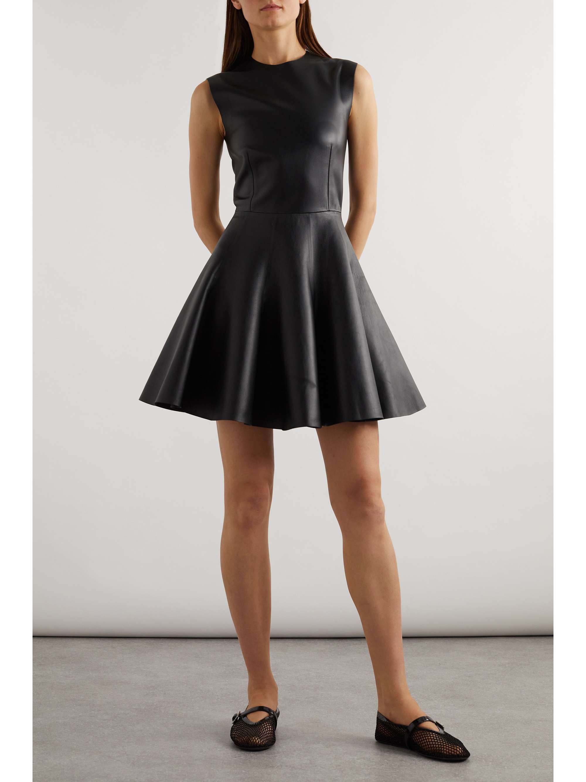 Faux leather deals skater dress