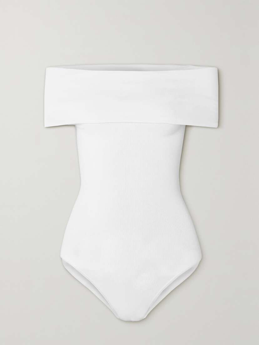 Alaïa Archetypes Angie Off-the-shoulder Ribbed-knit Bodysuit