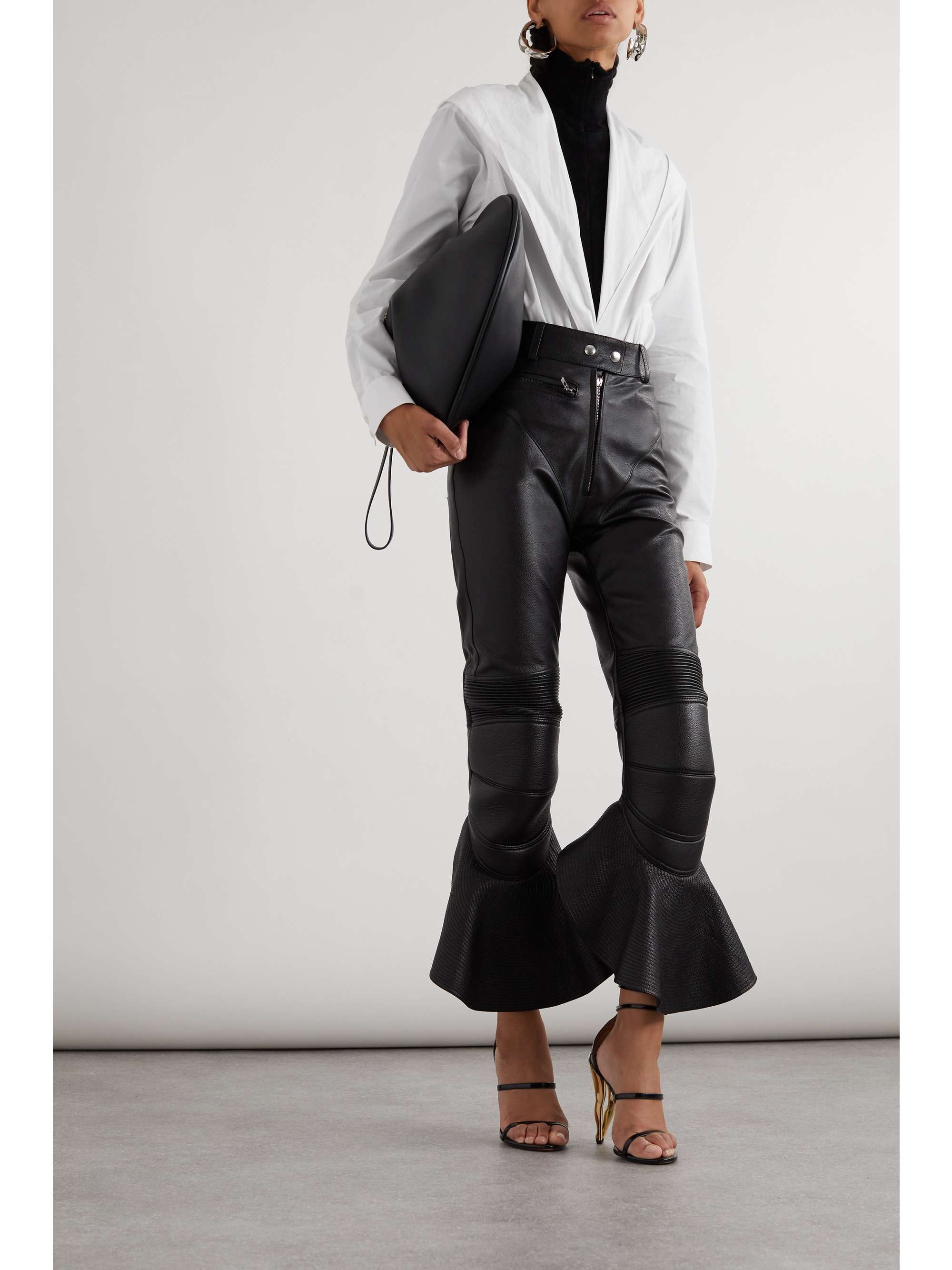 ALAÏA Leather flared pants