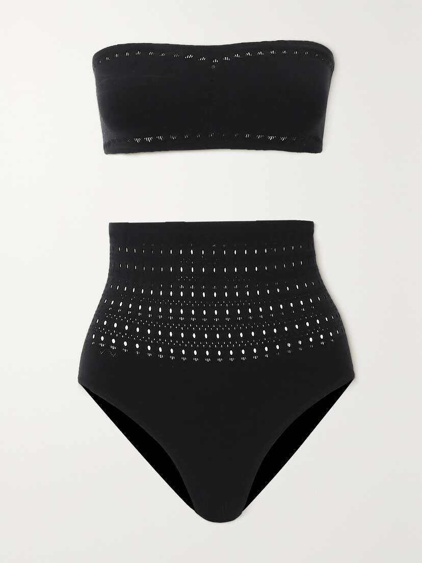Alaïa Pointelle-knit Bandeau Bikini