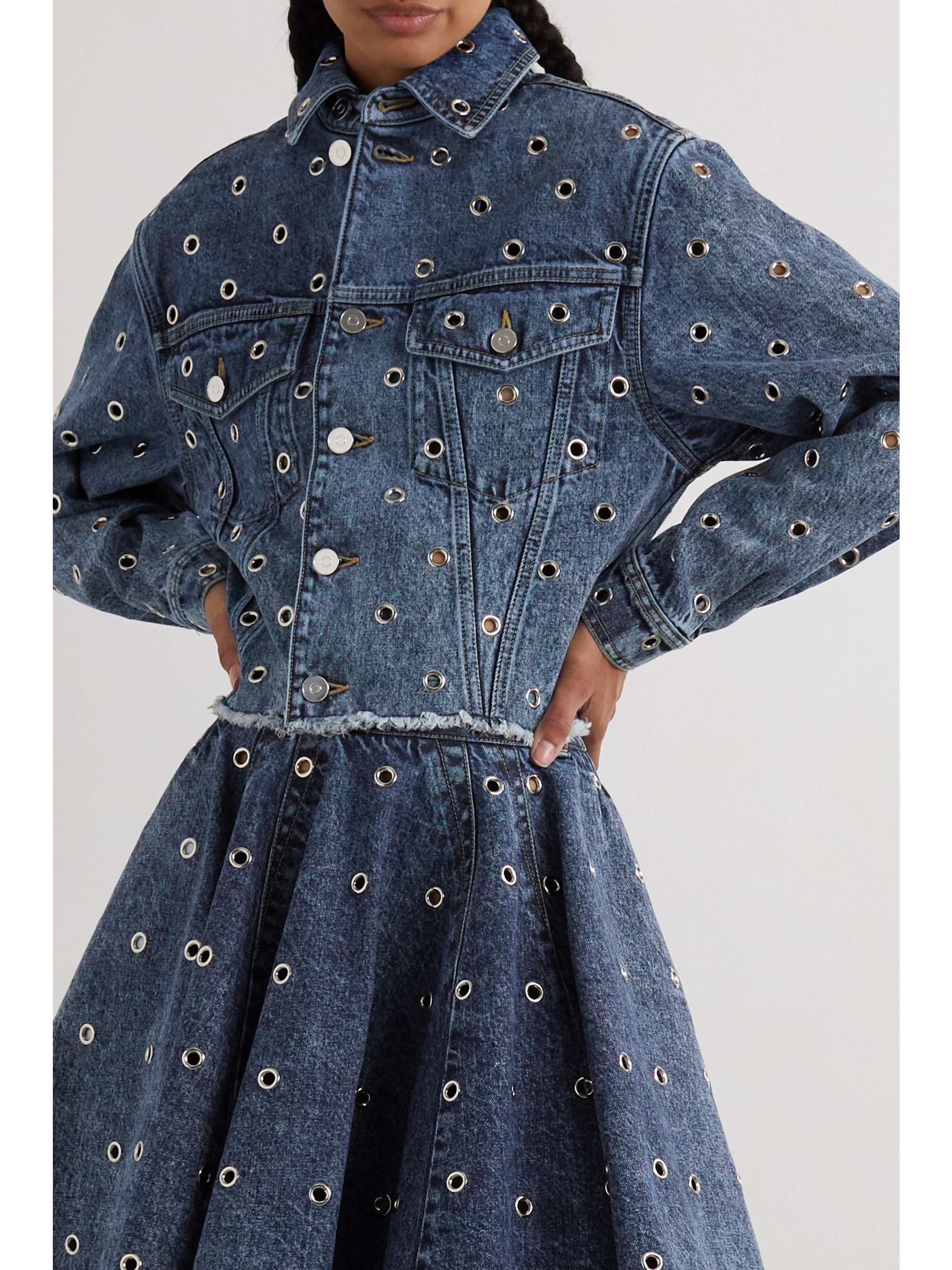 ALAÏA Eyeletembellished denim jacket NETAPORTER