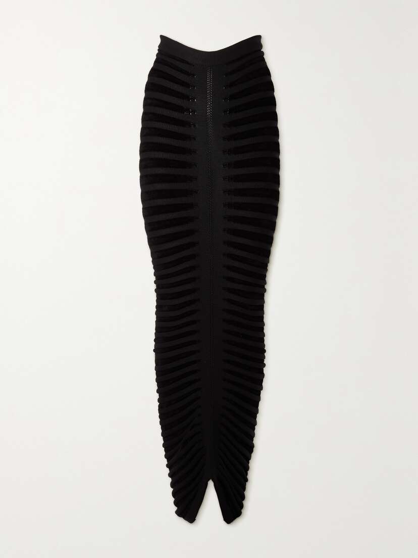 Alaïa Striped Chenille And Jersey Maxi Skirt