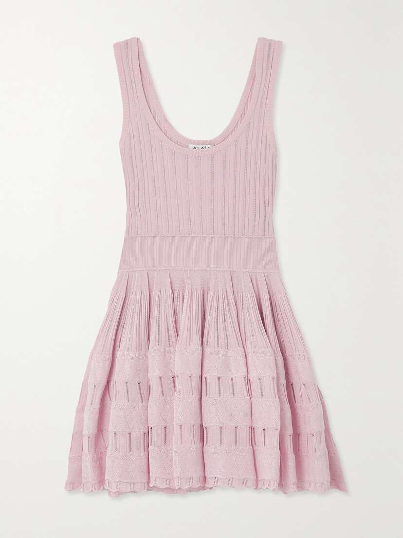 Alaïa Archetypes Ribbed Pointelle-knit Mini Dress
