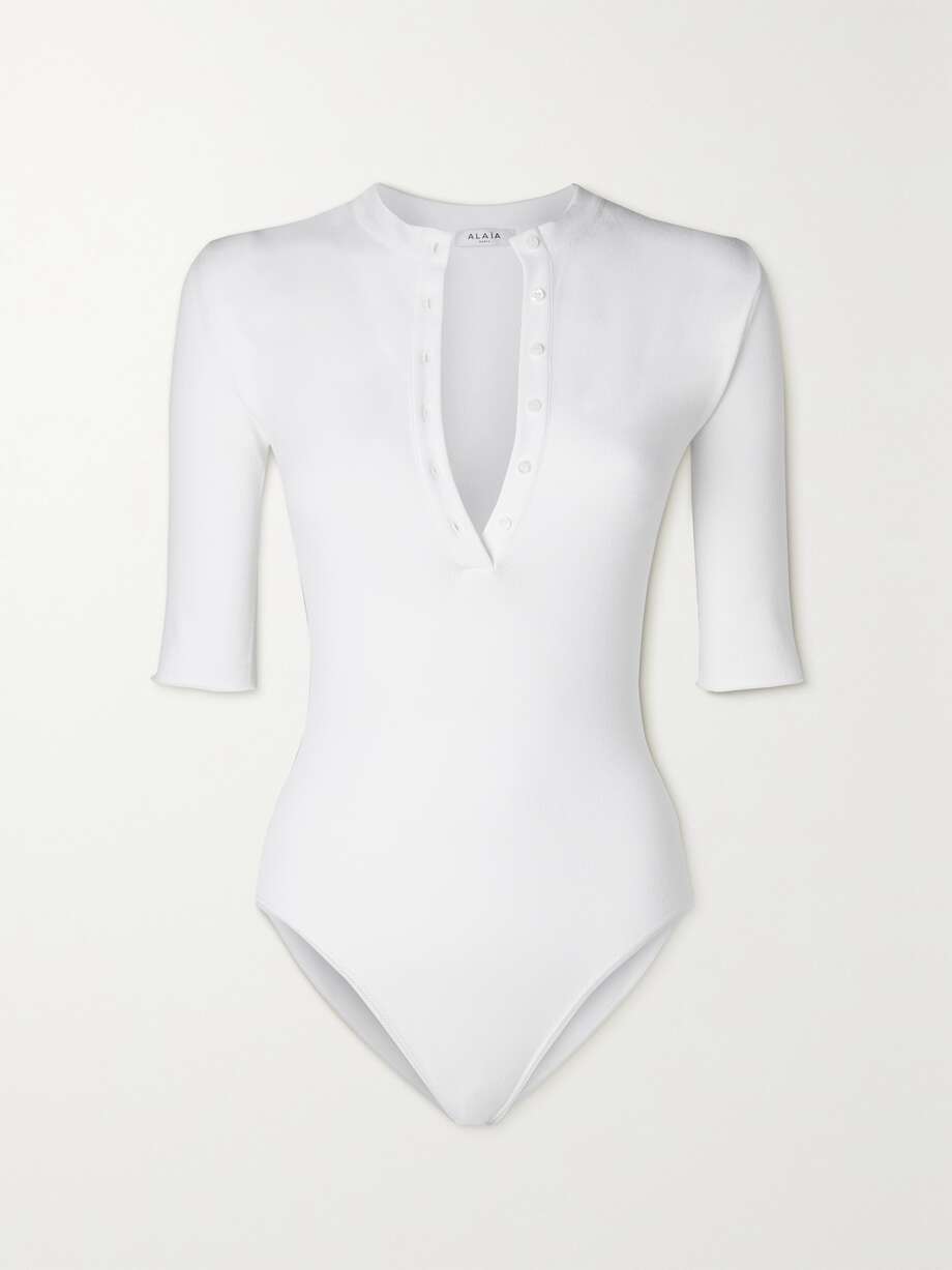 Button Jersey Bodysuit White