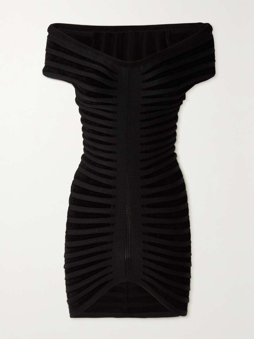 Alaïa Off-the-shoulder Velvet Mini Dress