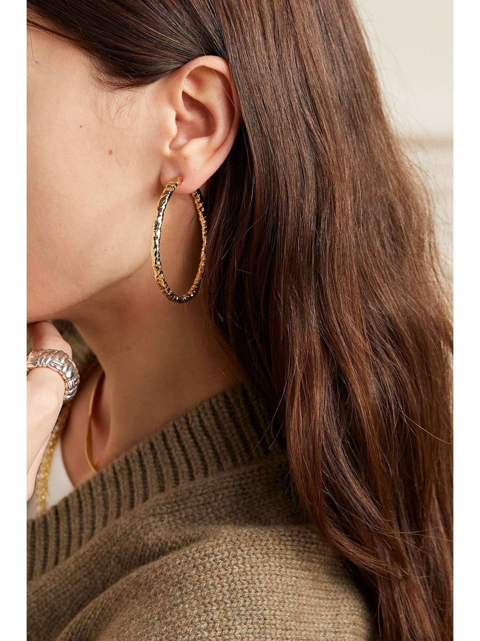 JENNIFER FISHER 2" Hailey gold-plated hoop earrings