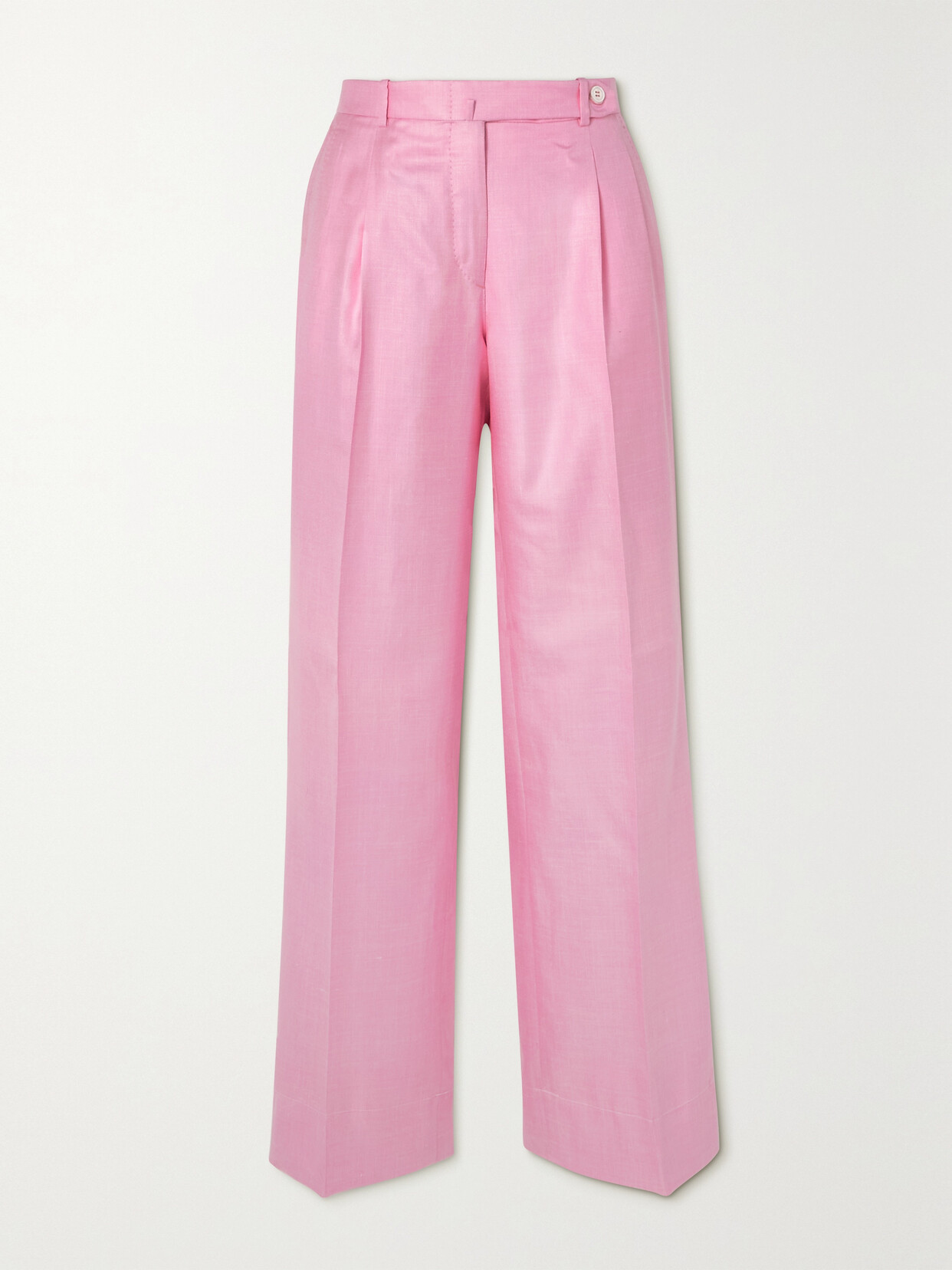 Brioni - Capri Silk, Cashmere And Linen-blend Straight-leg Trousers - Pink