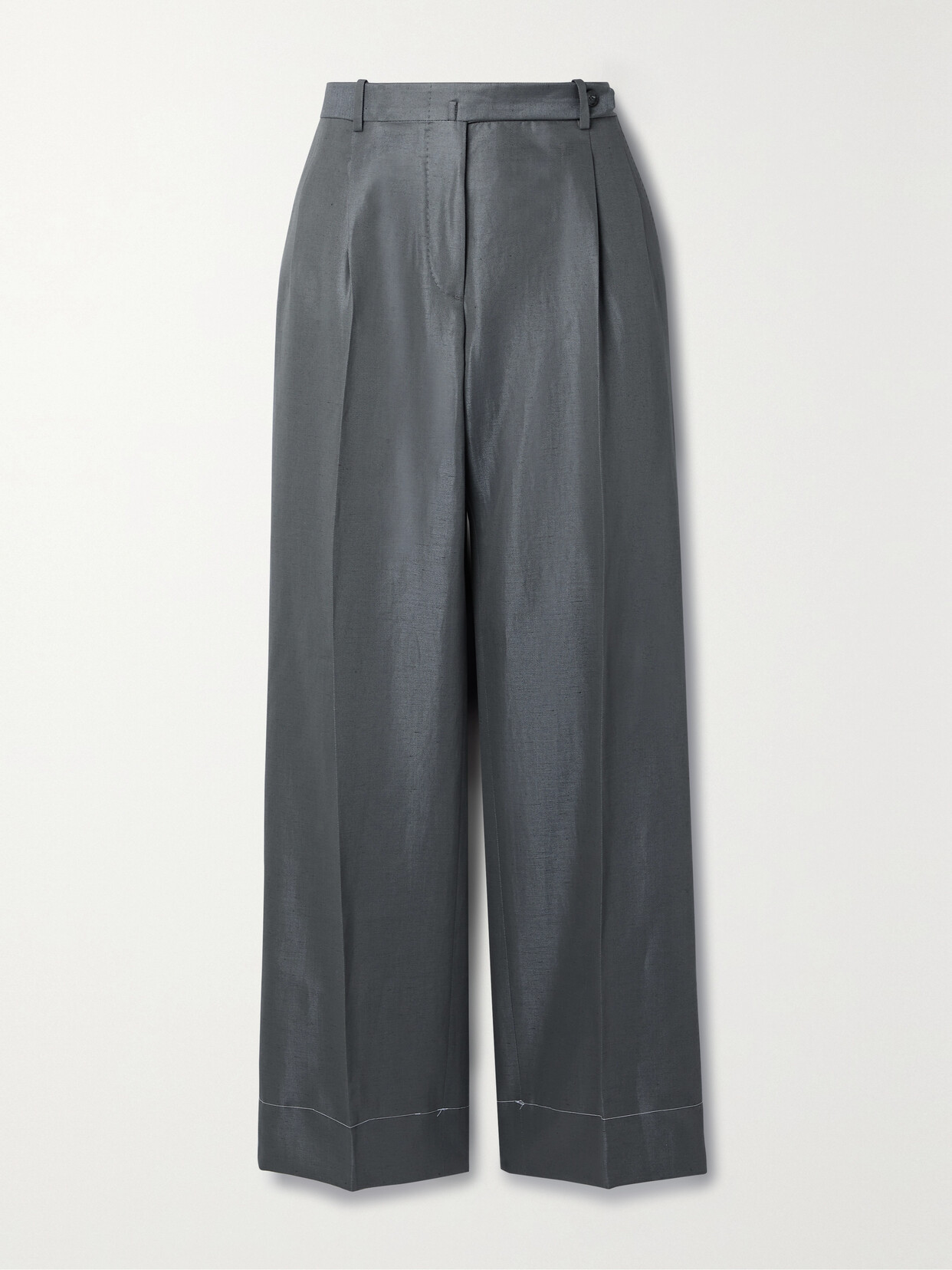 Brioni - Cotton, Linen And Silk-blend Gabardine Straight-leg Pants - Gray