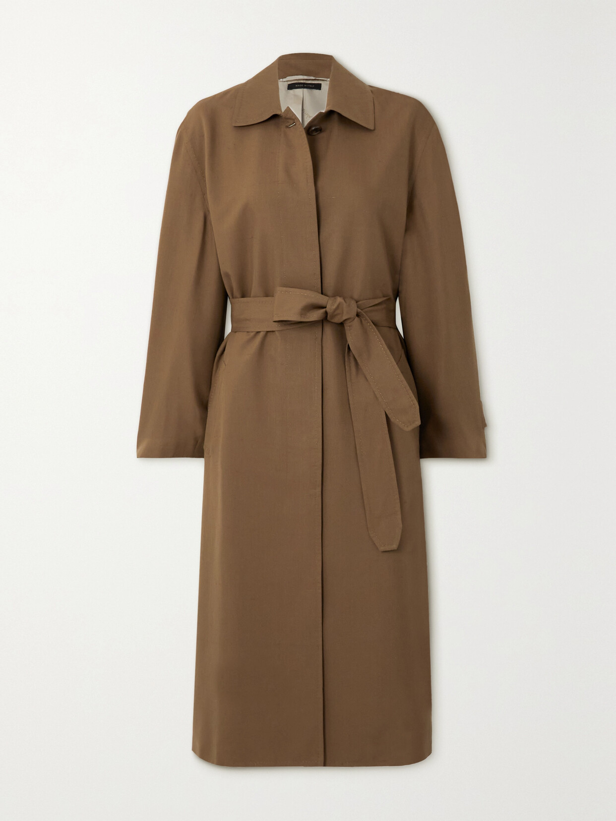 Brioni - Belted Silk-canvas Trench Coat - Brown