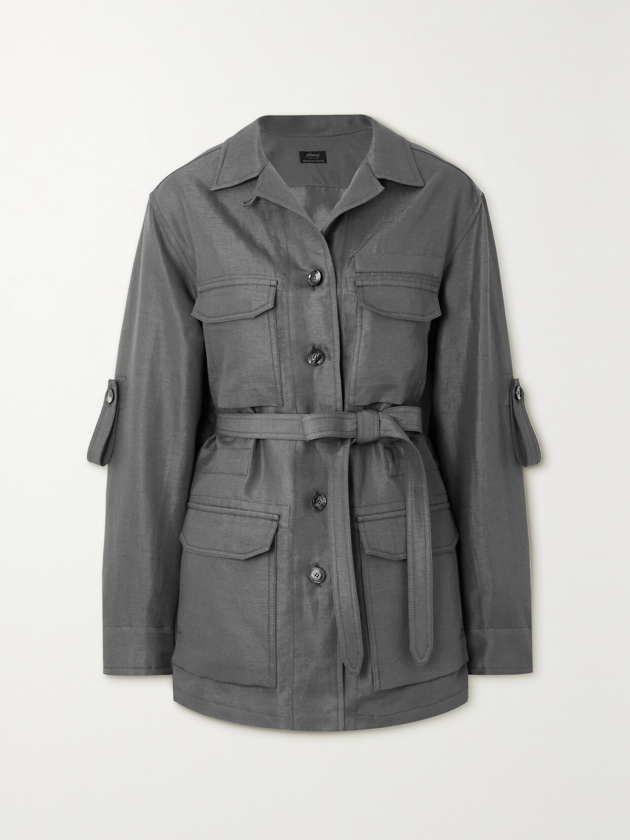 Brioni - Sahariana Belted Cotton, Linen And Silk-blend Gabardine Shirt Jacket - Green