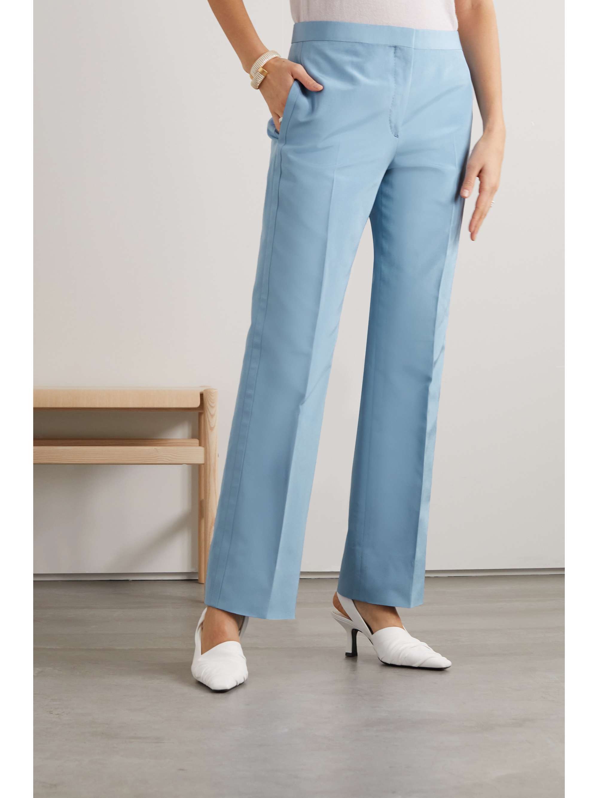 BRIONI Silk and cotton-blend straight-leg pants