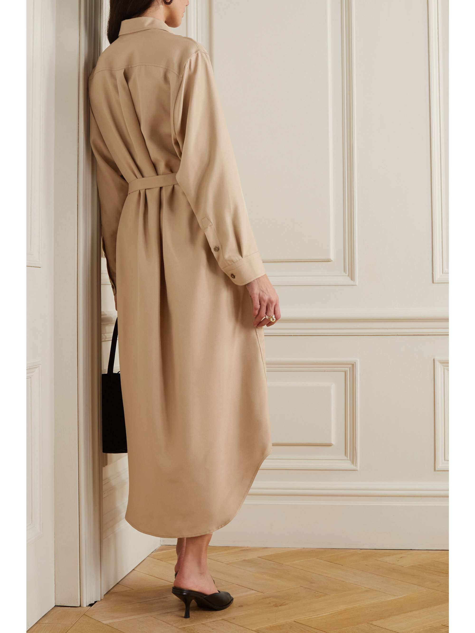 BRIONI Belted silk-canvas shirt dress