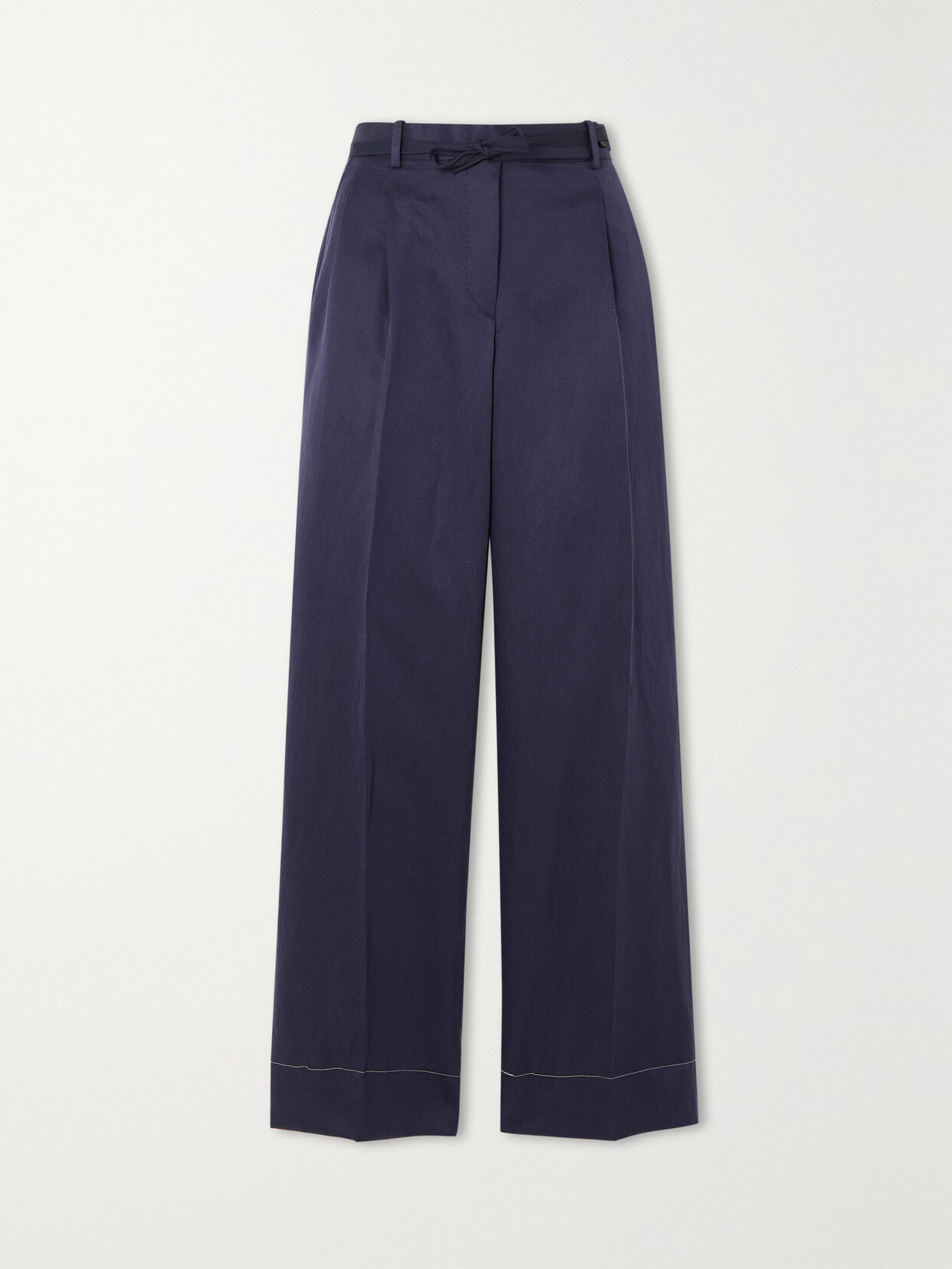 Brioni - Pleated Silk And Linen-blend Twill Straight-leg Pants - Blue