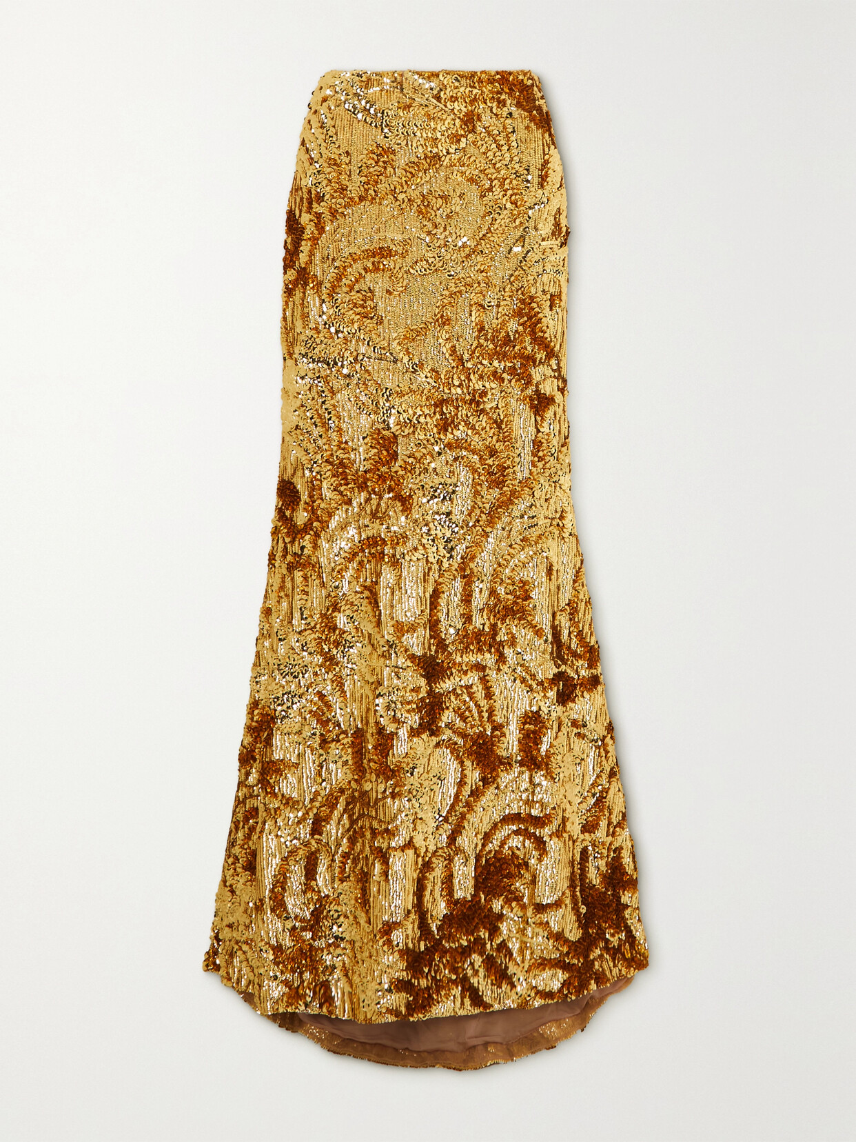 Valentino - Sequined Tulle Maxi Skirt - Gold