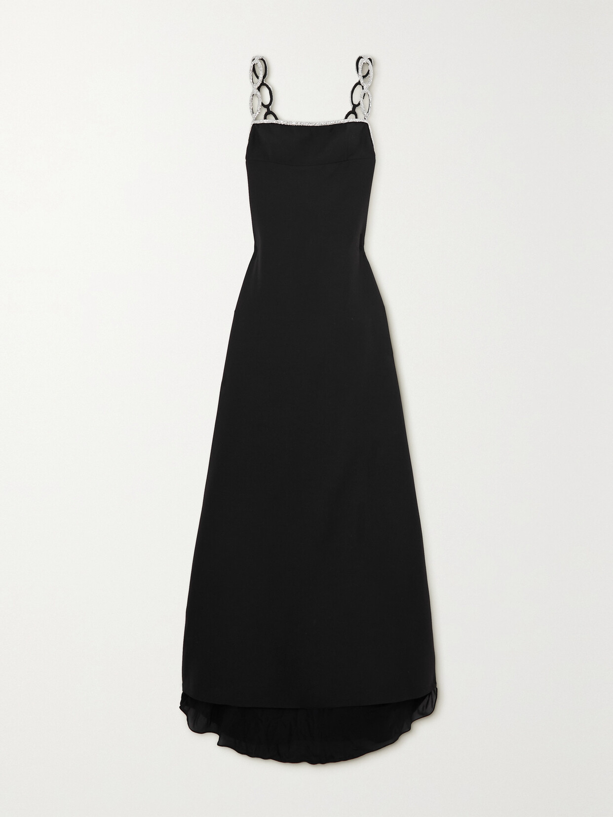 Valentino - Crystal-embellished Wool And Silk-blend Gown - Black