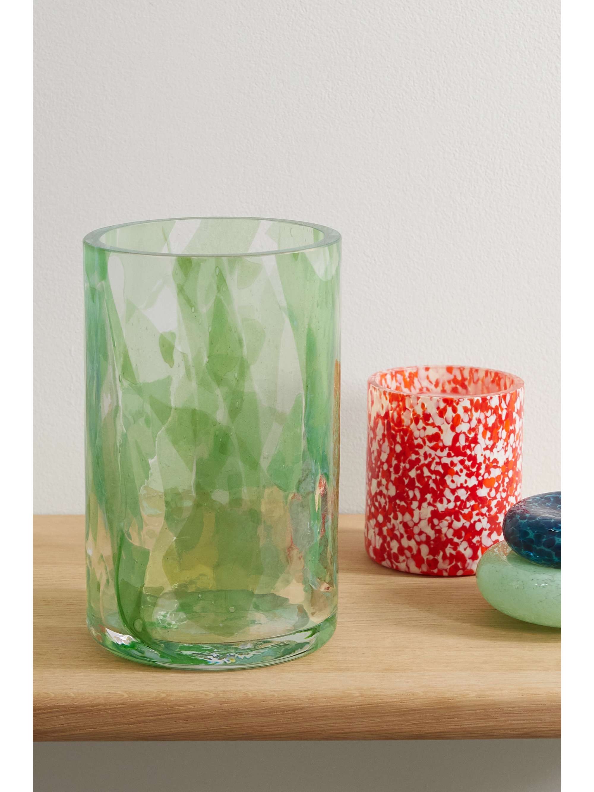 STORIES OF ITALY Watercolor Jade tall Murano glass vase