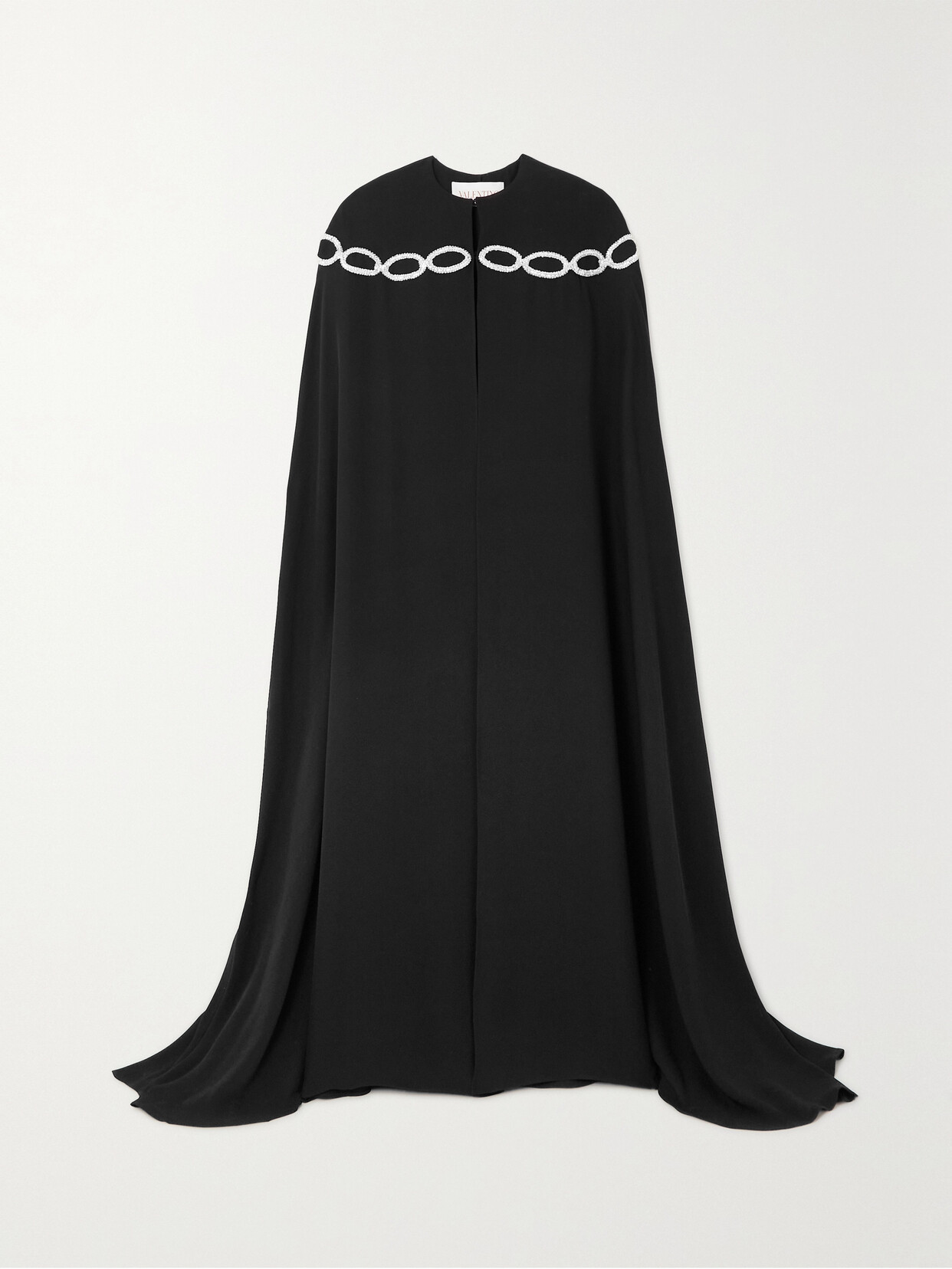 Valentino - Crystal-embellished Silk-satin Cape - Black