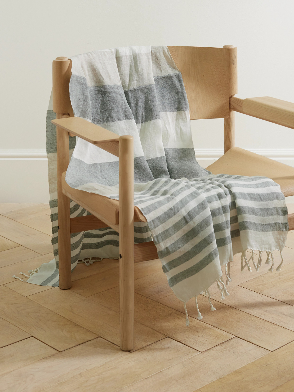 Brunello Cucinelli - Fringed Striped Linen Throw - Blue