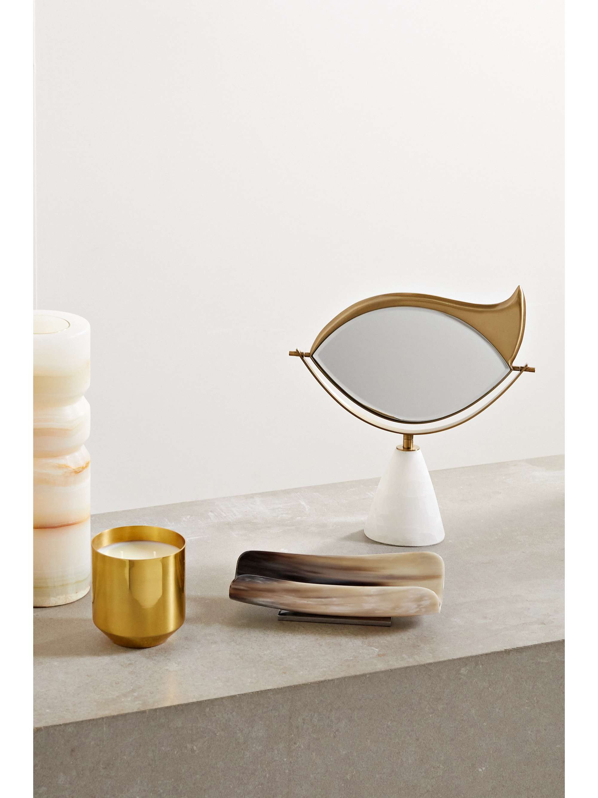 BRUNELLO CUCINELLI Horn and silver-tone trinket tray