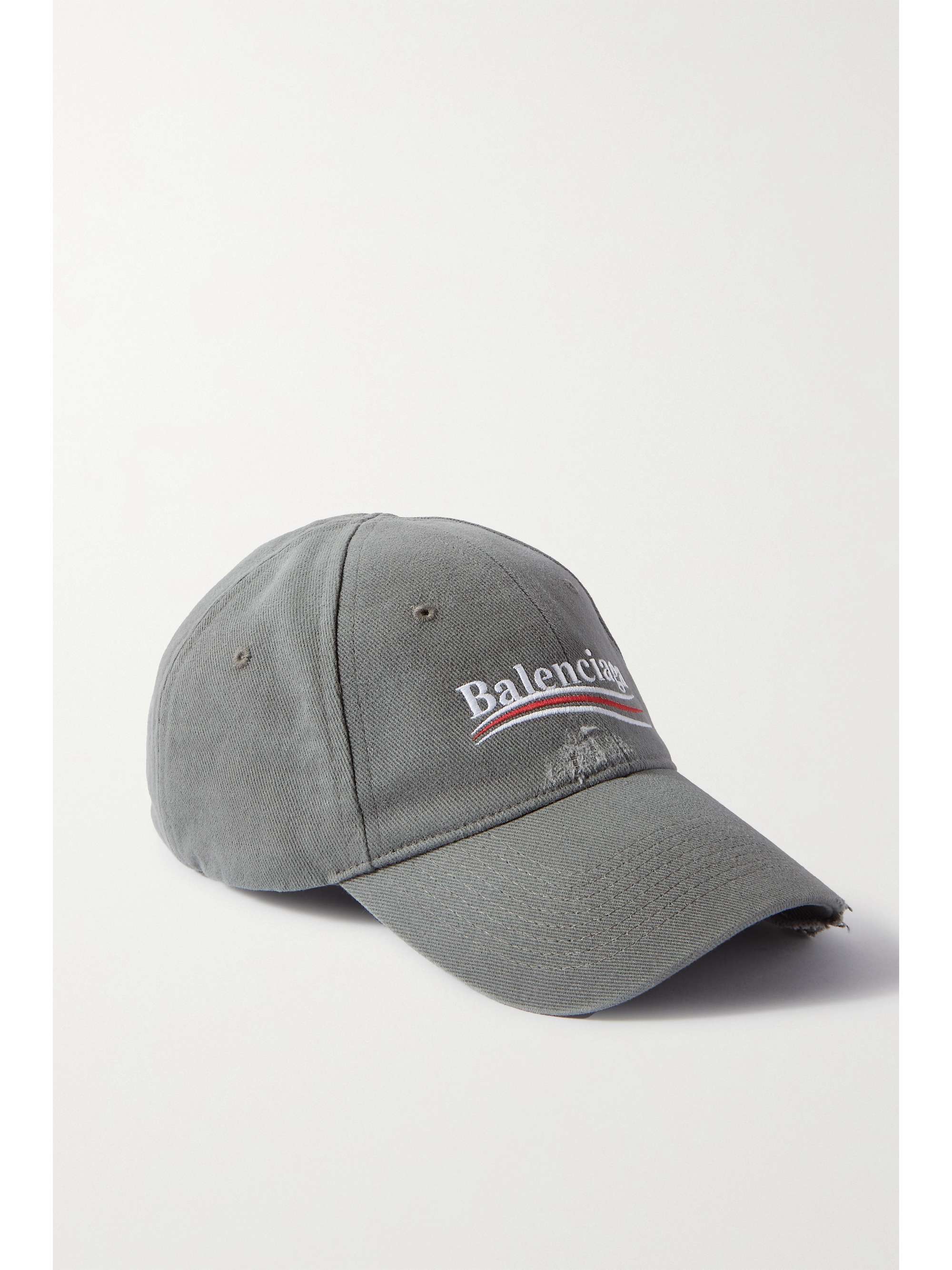 ufravigelige metrisk kompression BALENCIAGA Distressed embroidered cotton-twill baseball cap | NET-A-PORTER