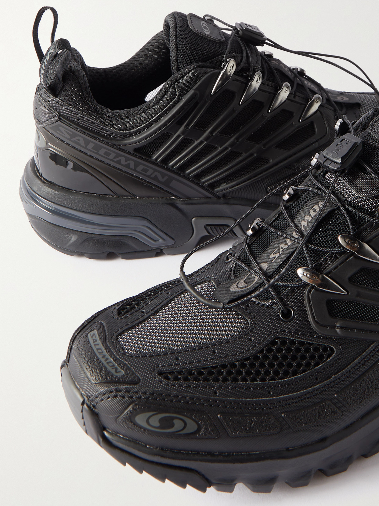 Salomon Acs Pro Advanced Rubber-trimmed Mesh Sneakers In Black
