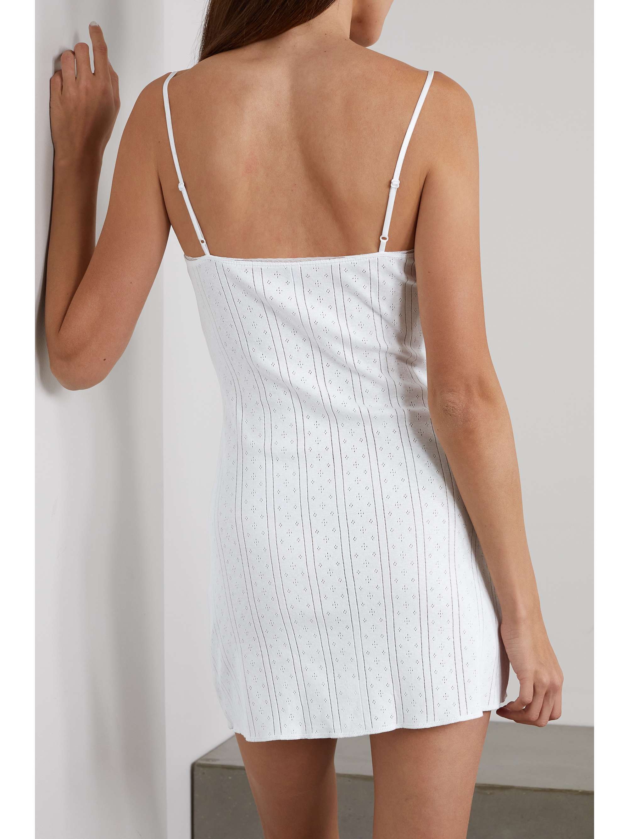 COU COU Lacetrimmed pointelleknit organic cotton slip dress NETA