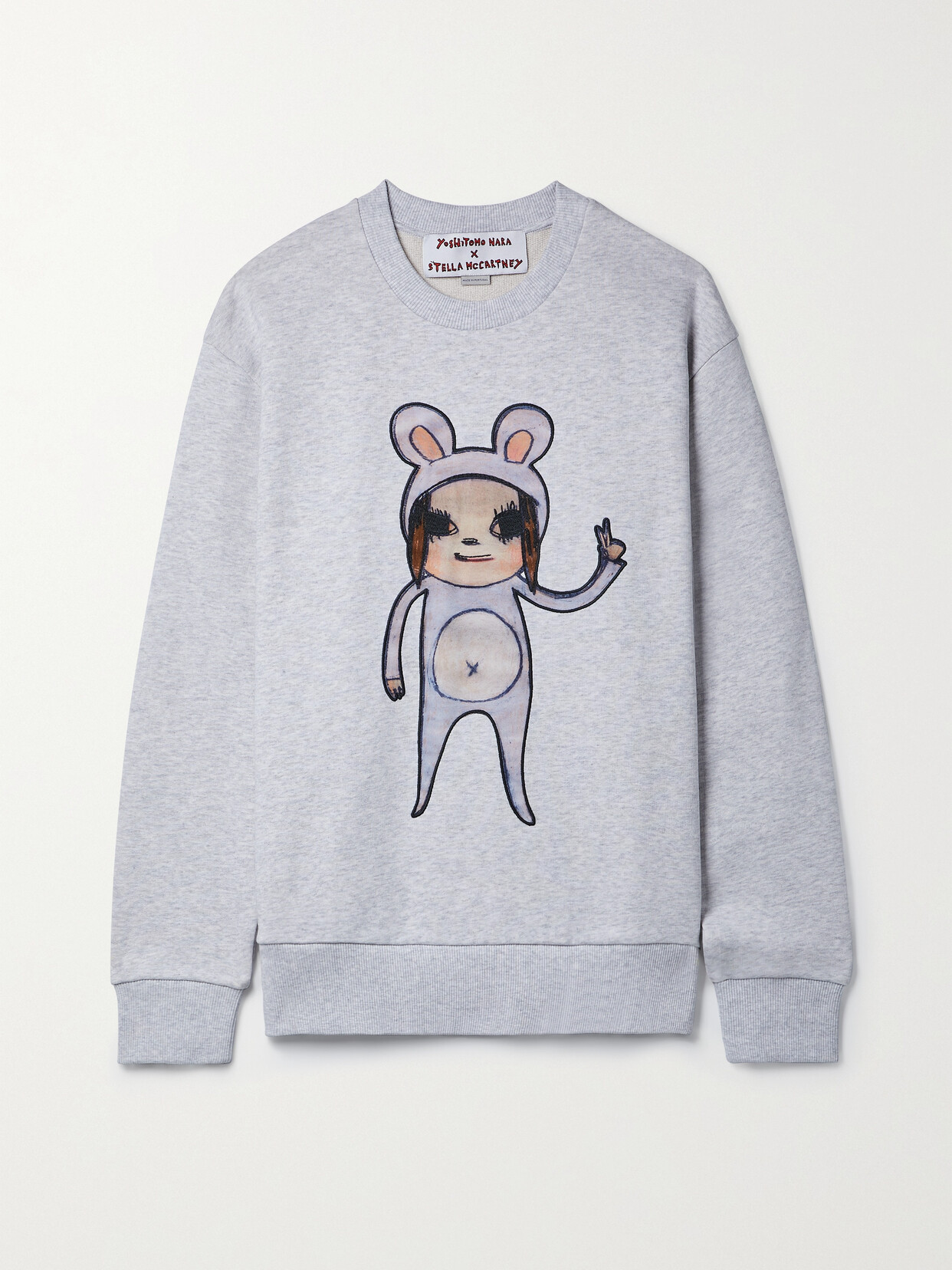 Stella McCartney - + Yoshimoto Nara Embroidered Printed Cotton-jersey Sweatshirt - Gray