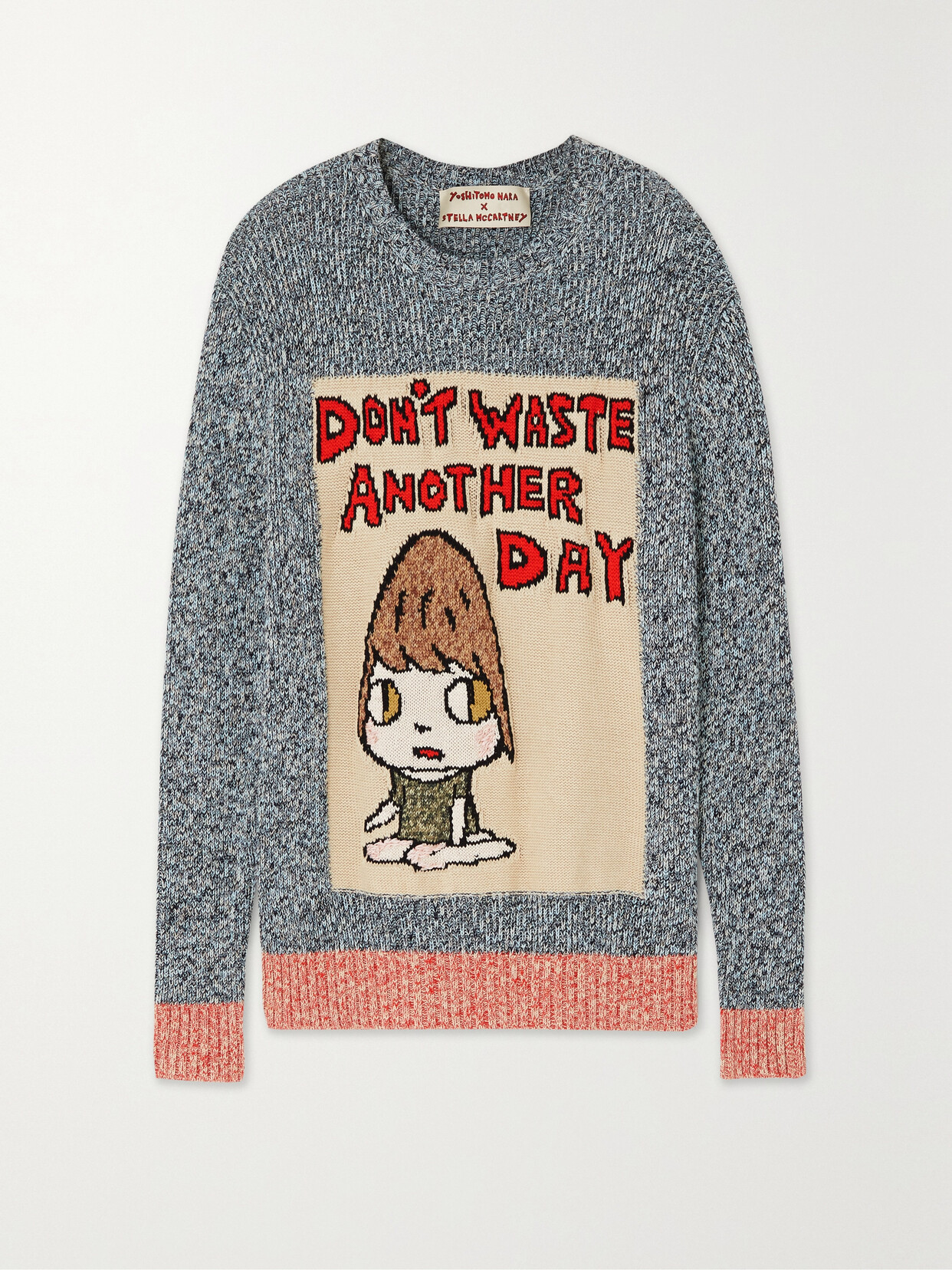 Stella McCartney - + Yoshitomo Nara Intarsia Cotton Sweater - Gray