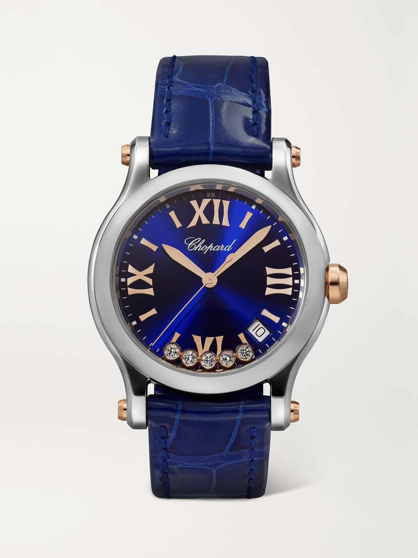 Chopard Happy Sport 36mm Stainless Steel, 18-karat Rose Gold, Alligator And Diamond Watch