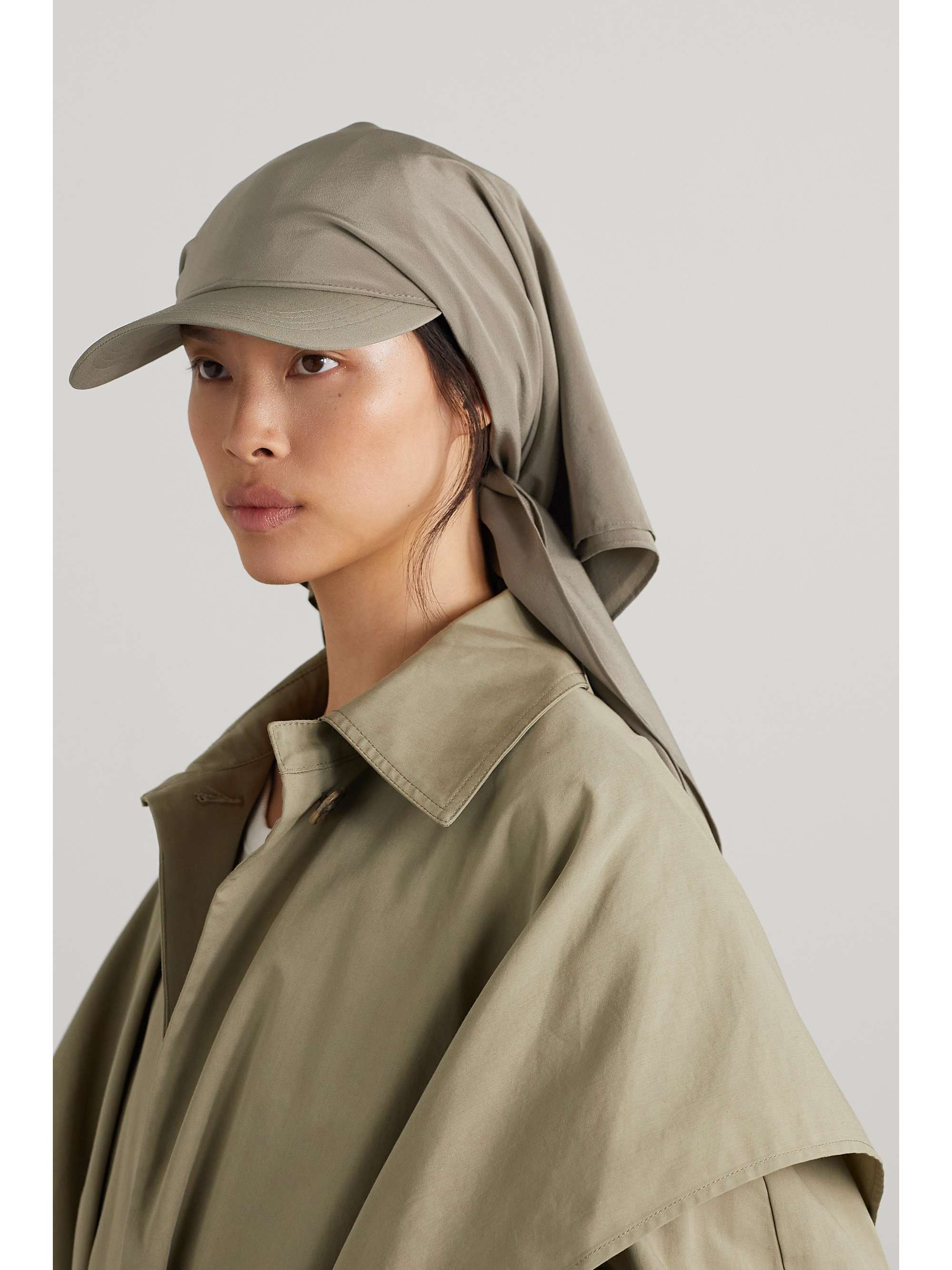 TOTEME Tie-detailed organic cotton-twill and silk baseball cap