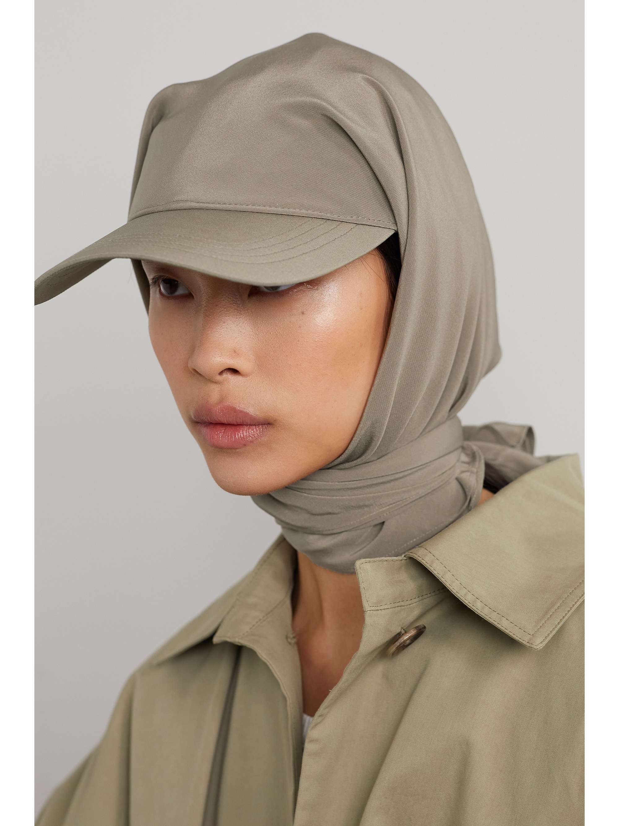 TOTEME Tie-detailed organic cotton-twill and silk baseball cap
