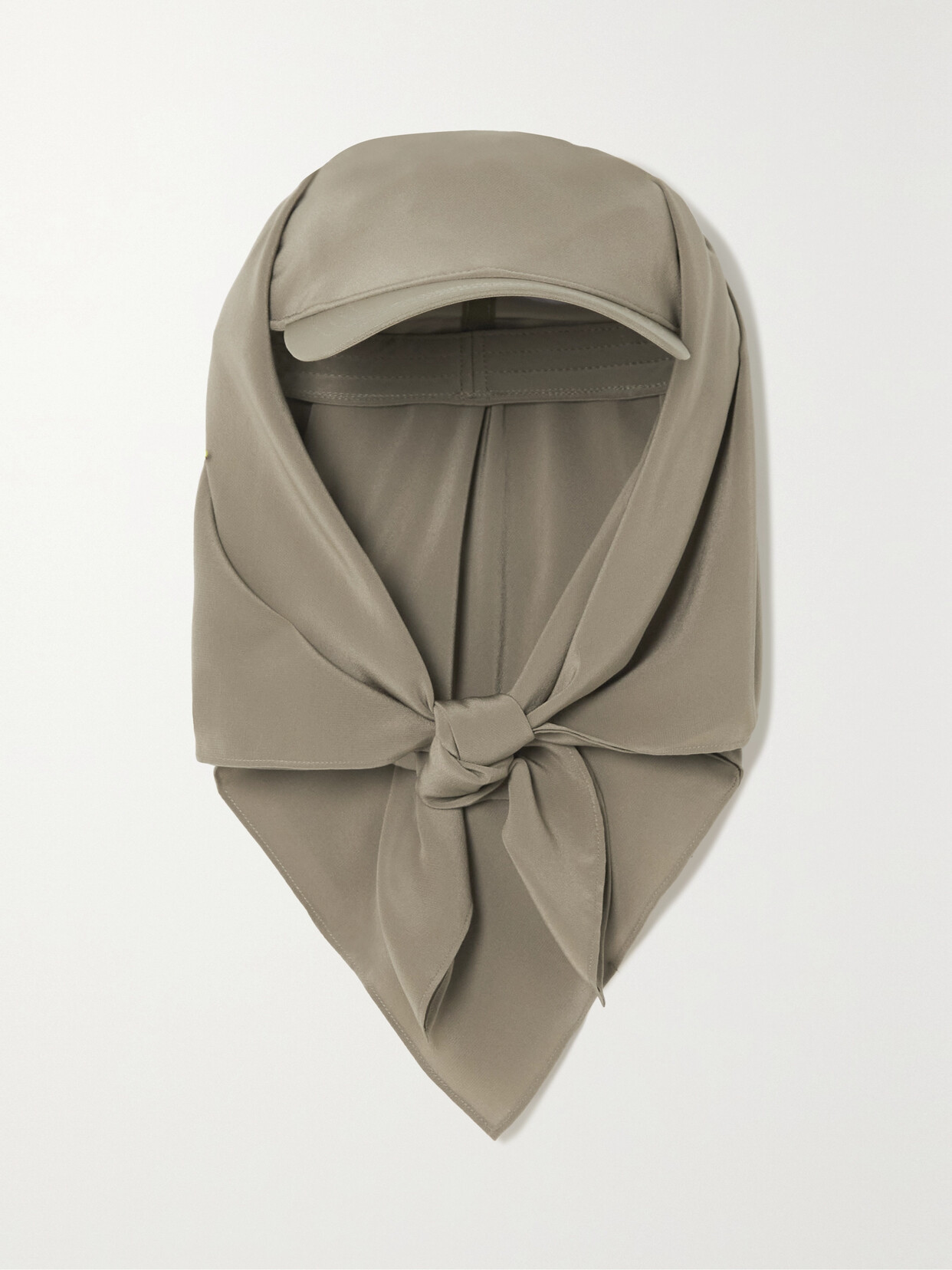 TOTEME - Tie-detailed Organic Cotton-twill And Silk Baseball Cap - Gray