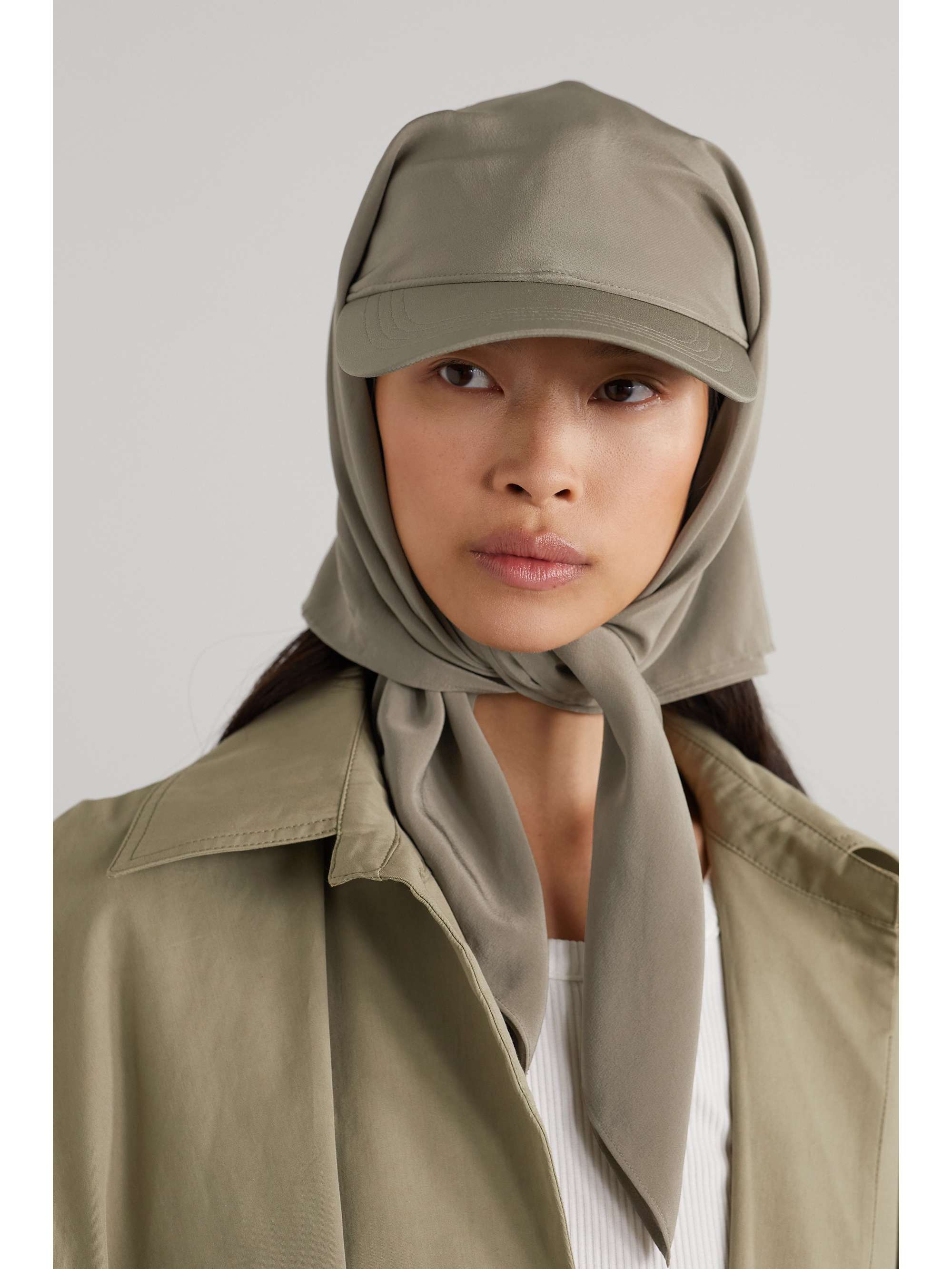 TOTEME Tie-detailed organic cotton-twill and silk baseball cap