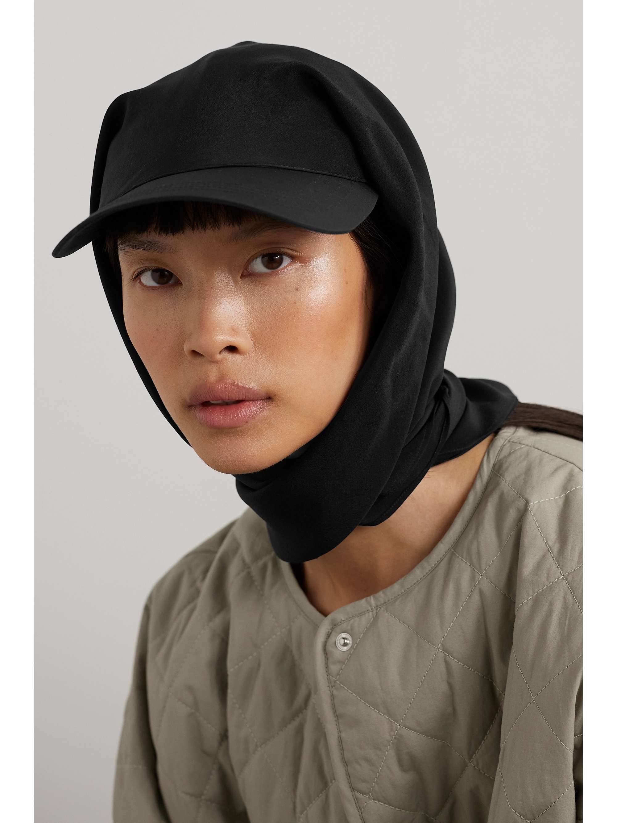 TOTEME Tie-detailed organic cotton-twill and silk baseball cap