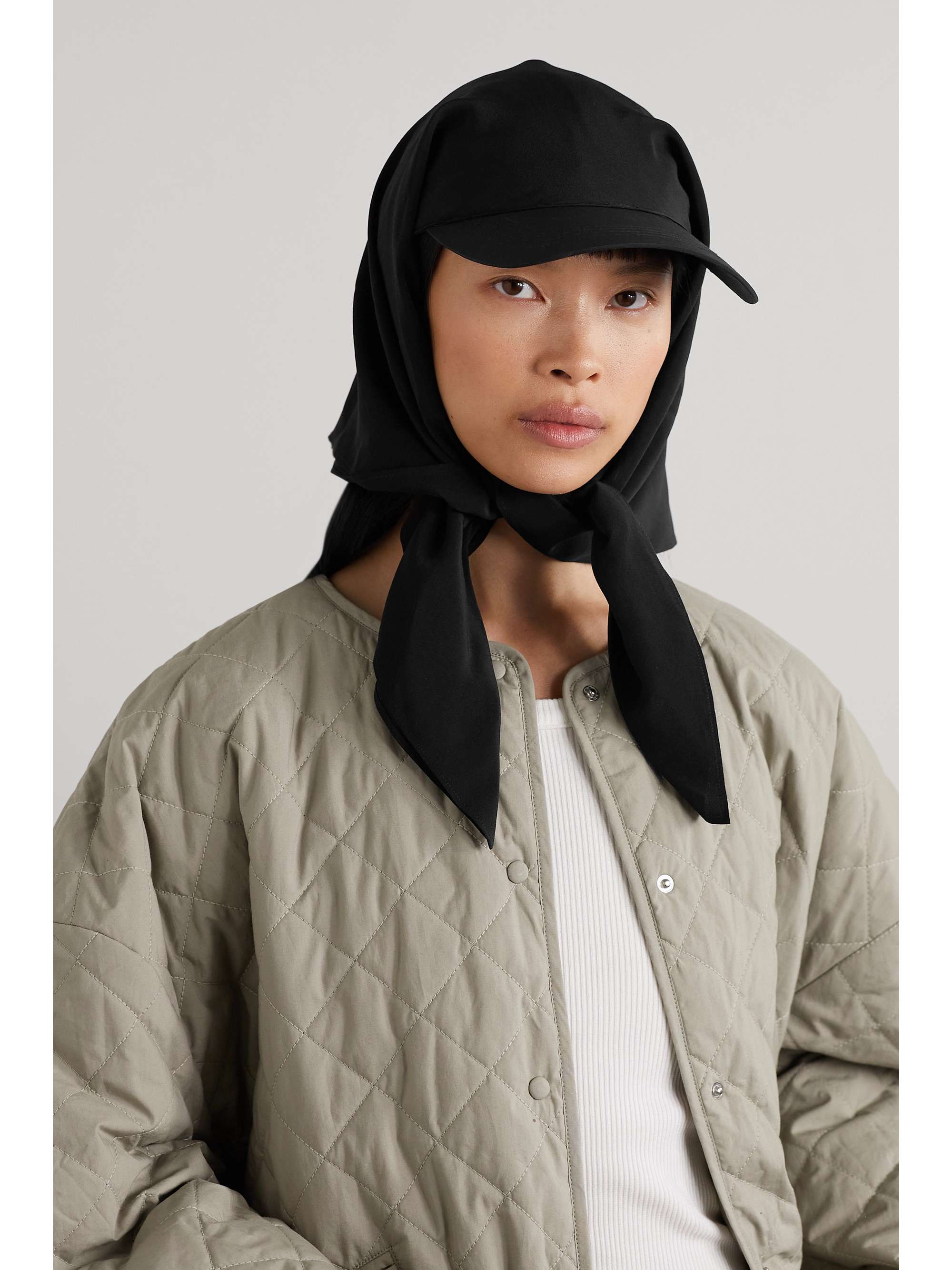 TOTEME Tie-detailed organic cotton-twill and silk baseball cap
