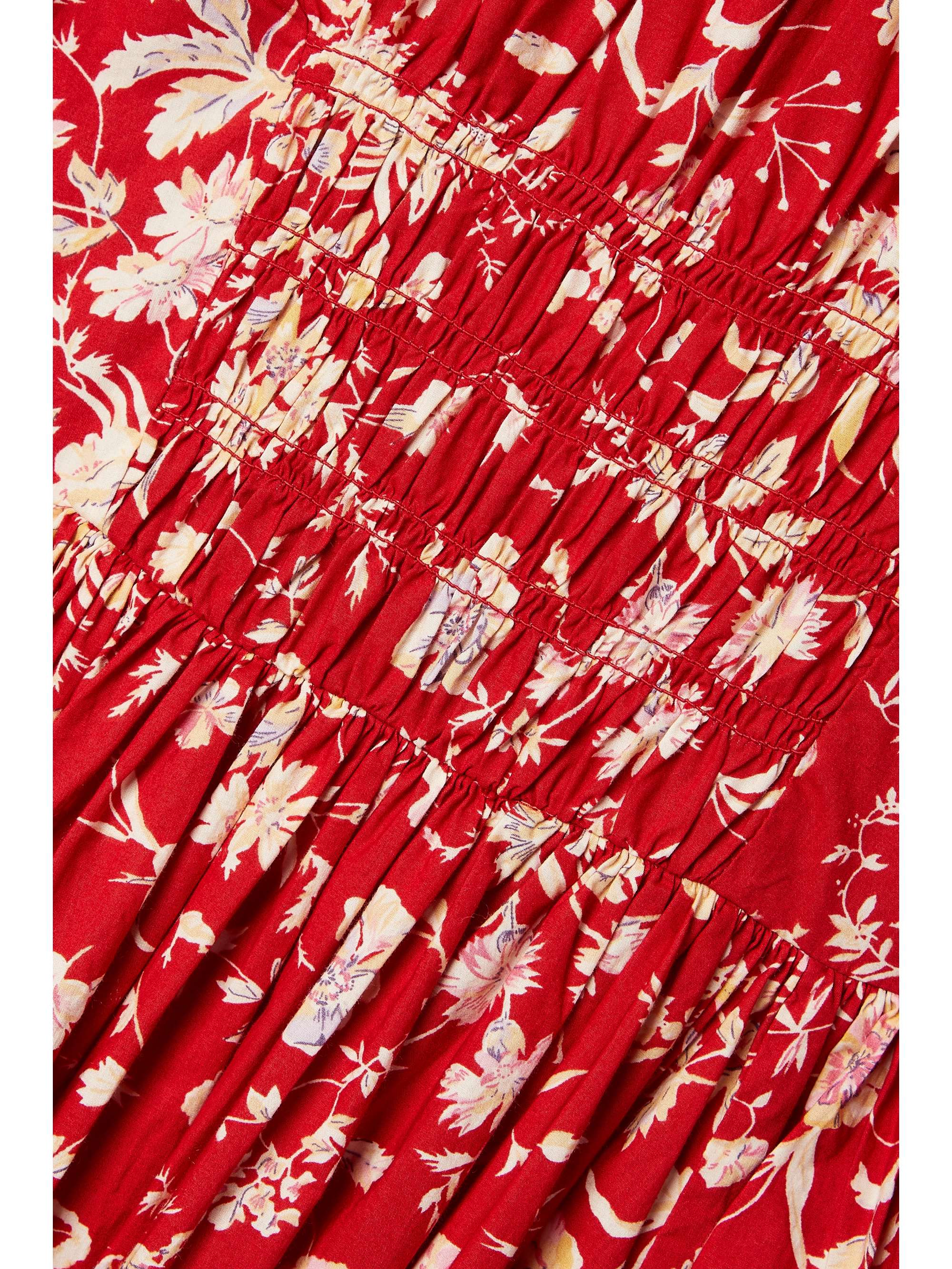 DÔEN Meribel shirred floral-print cotton-poplin midi dress