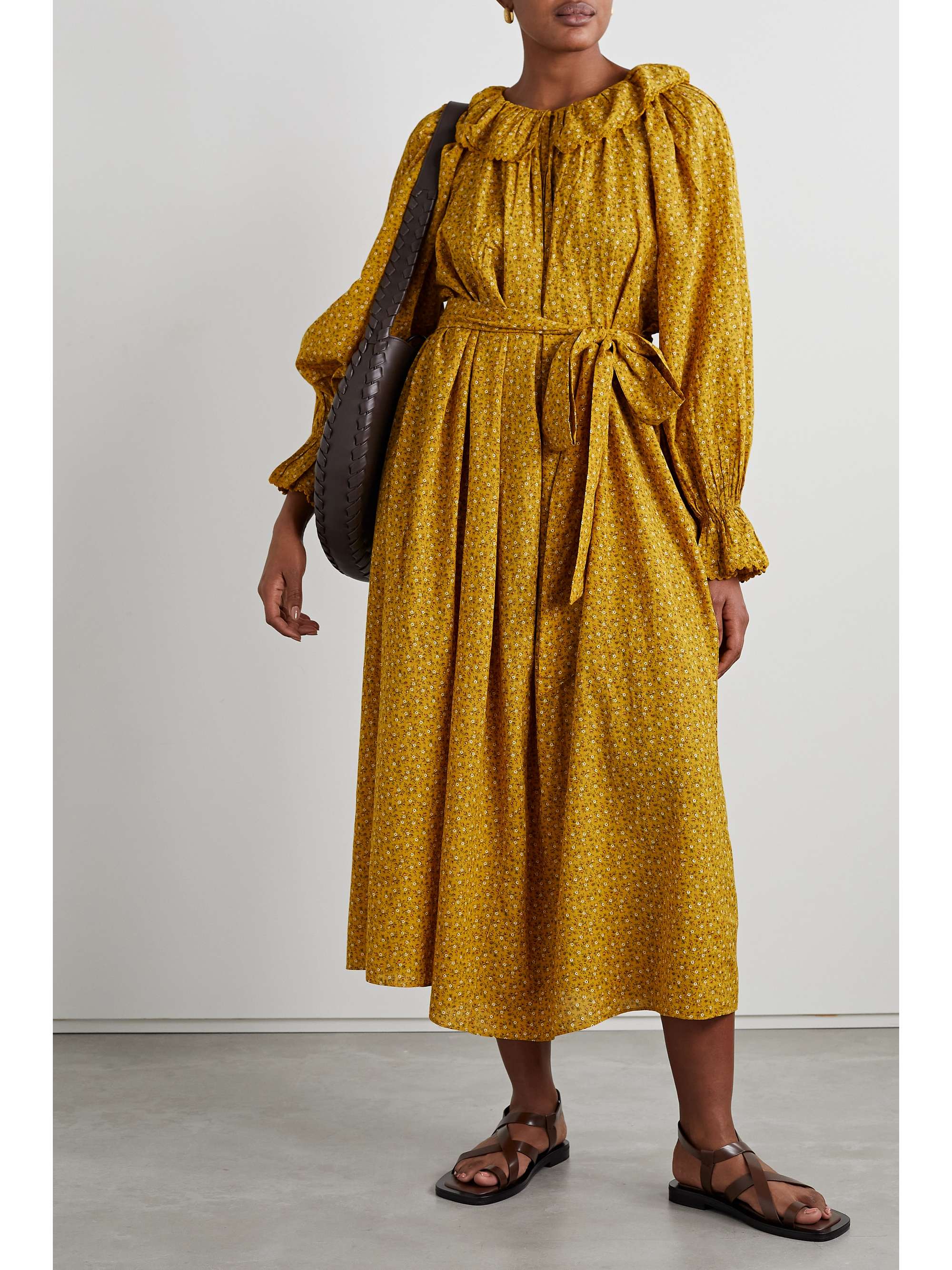 DÔEN + NET SUSTAIN Rory belted floral-print organic cotton-blend midi dress