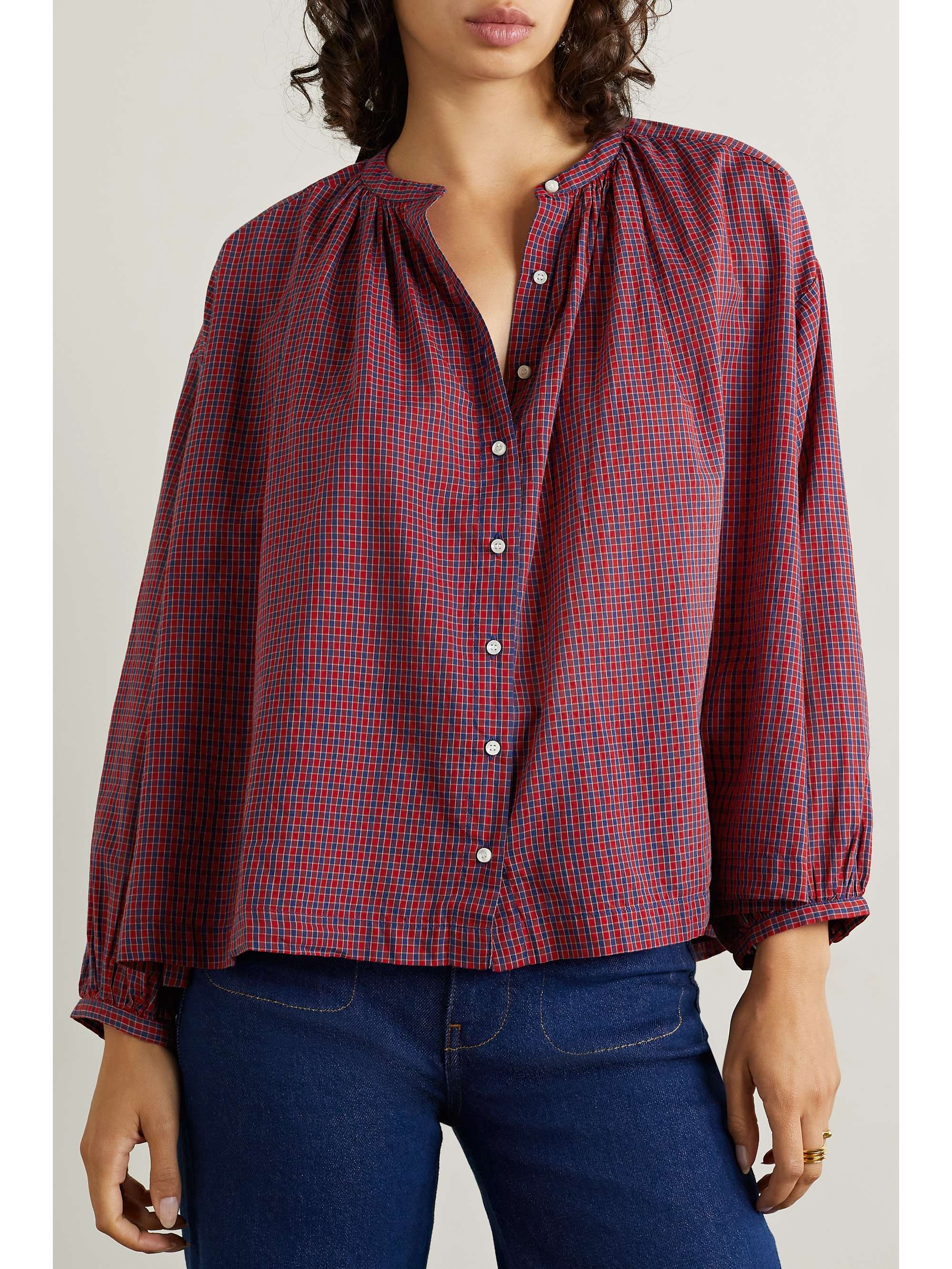 DÔEN Jane checked cotton-voile blouse