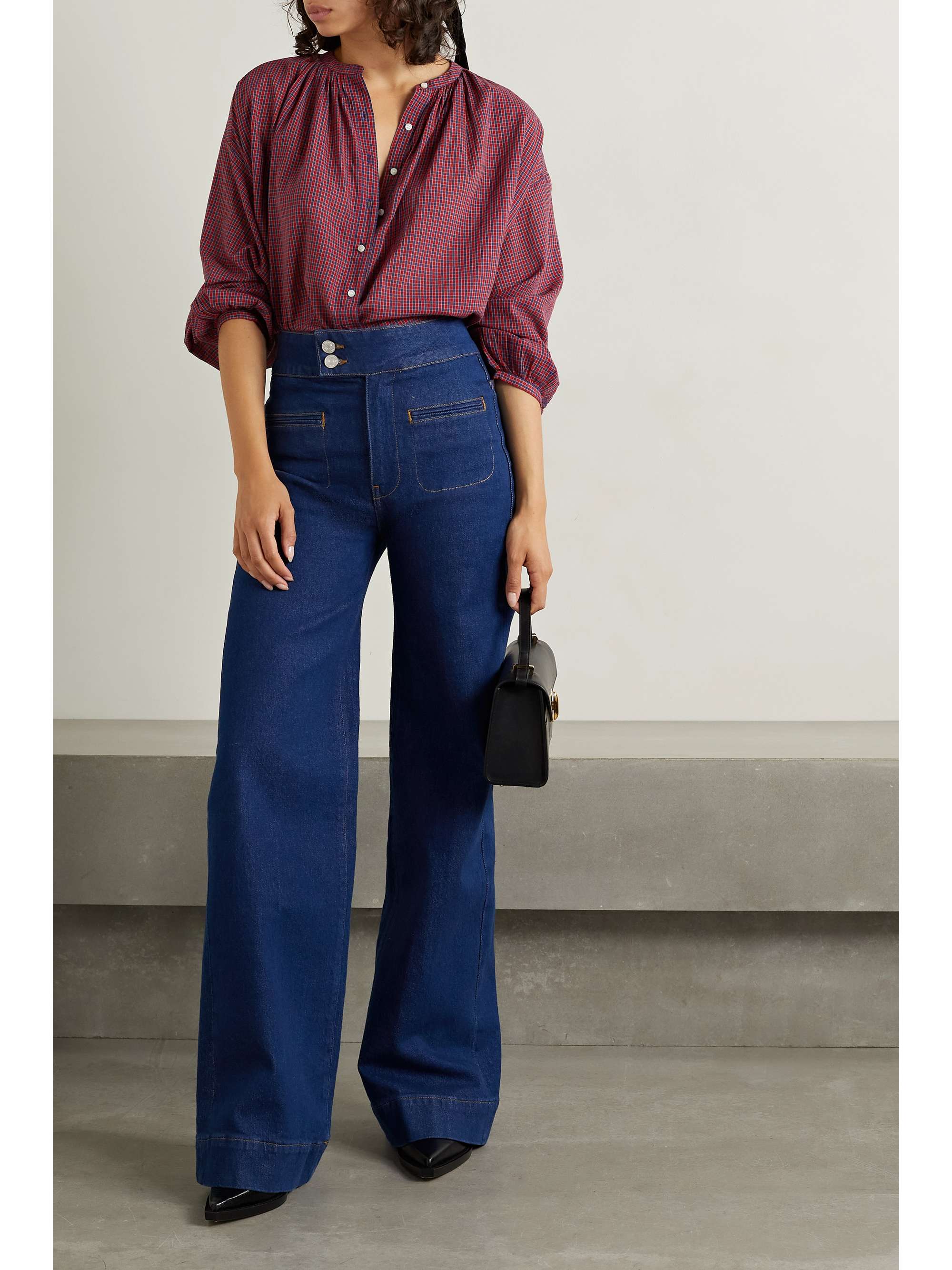 DÔEN Jane checked cotton-voile blouse