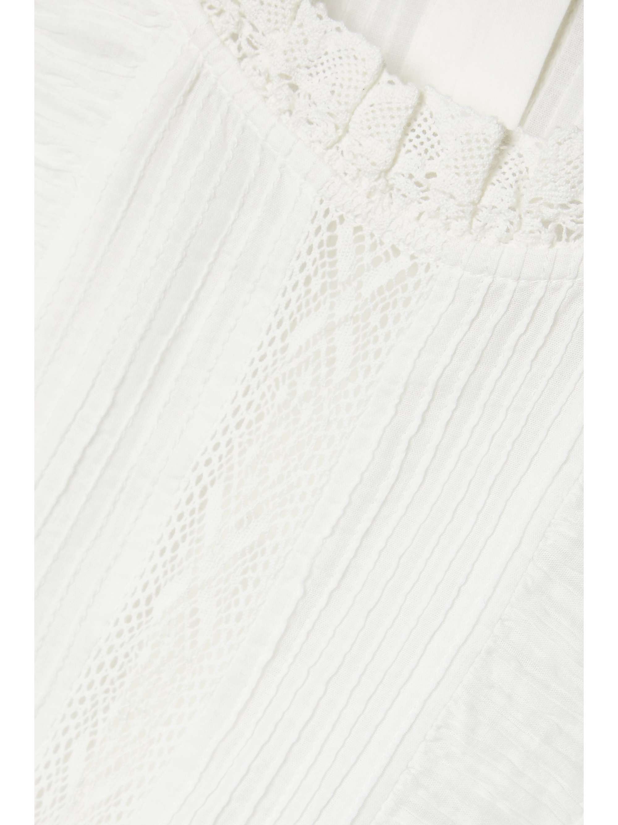 DÔEN Heloise lace-trimmed pintucked cotton-voile top