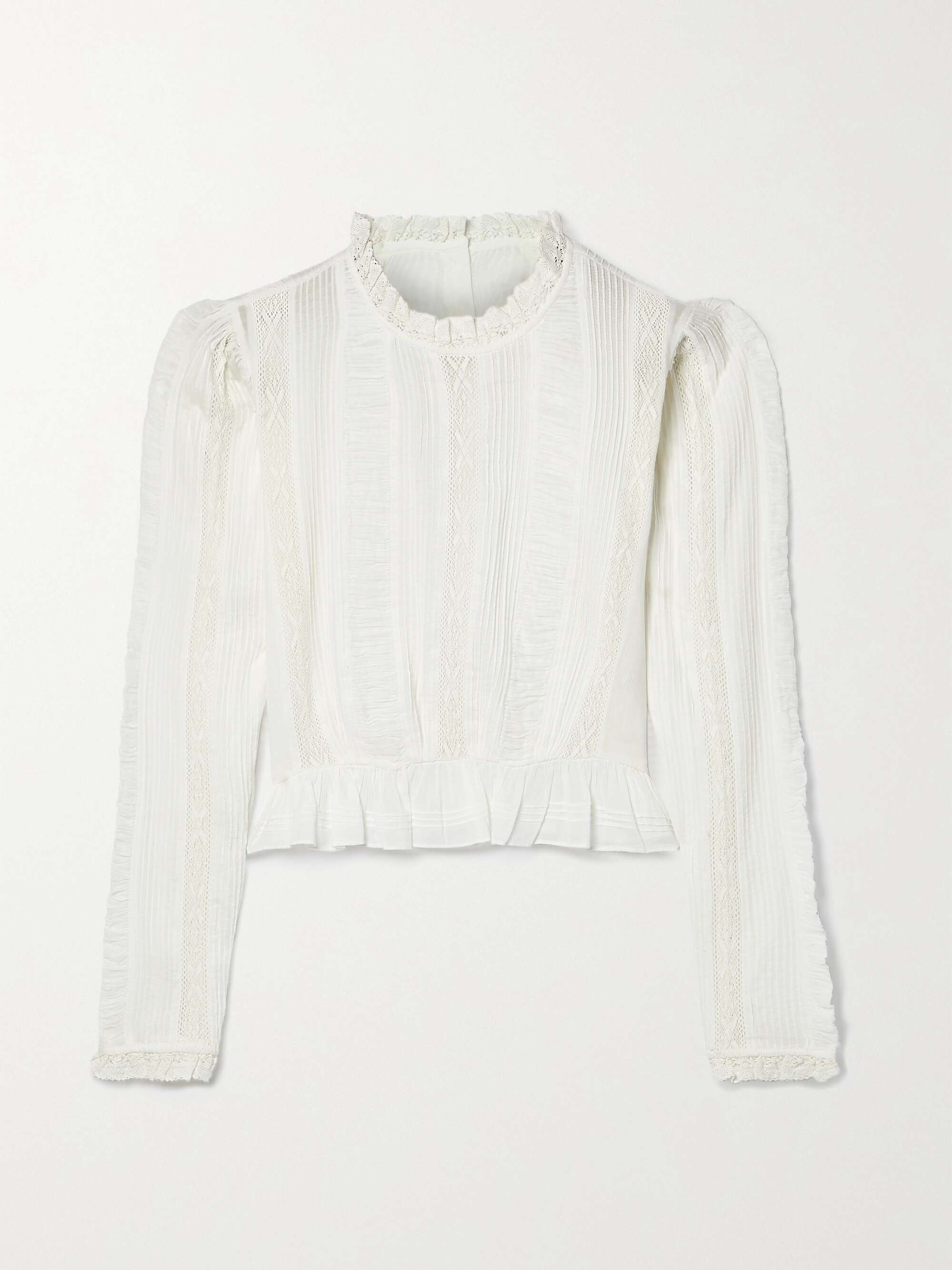 White Heloise lace-trimmed pintucked cotton-voile top | DÔEN | NET-A-PORTER